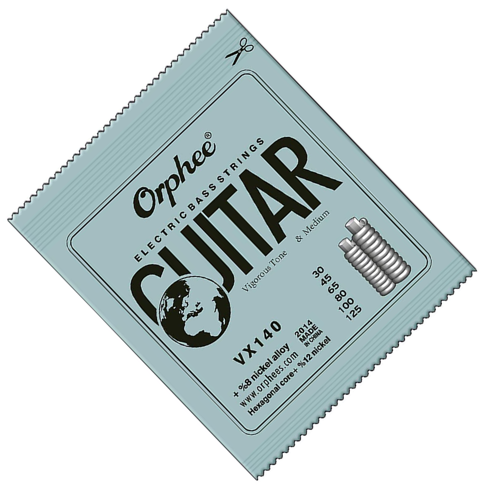 Orphee VX140 Electric Bass Guitar Strings (0.30-0.125 Gauge) - 6 String Set for Rock, Jazz & Studio Performance