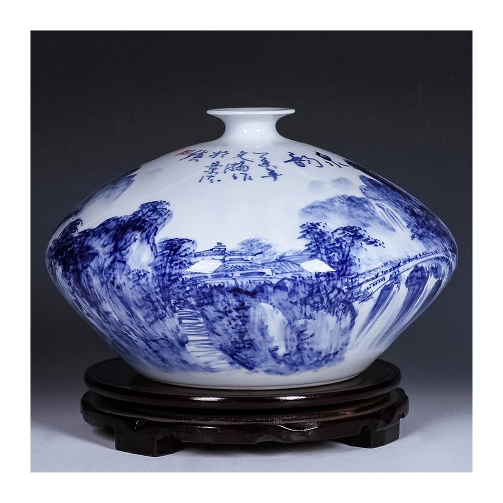 Hand-Painted Blue and White Ceramic Vase - Chinese Porcelain Flower Arrangement for Home Decor, Living Room Centerpiece with Base Fillers (Size G-2031) | Perfect for Boho Decor, Wedding Centerpieces & Farmhouse Style Interiors