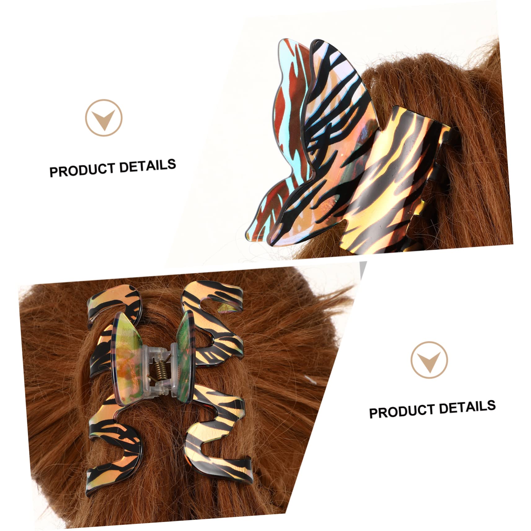 FOMIYES 3-Pack Acrylic Zebra Striped Hair Claw Clips for Women - Non-Slip Jaw Clips with Teeth, Fashion Hair Accessories for Daily Use, Parties, Weddings & Special Events