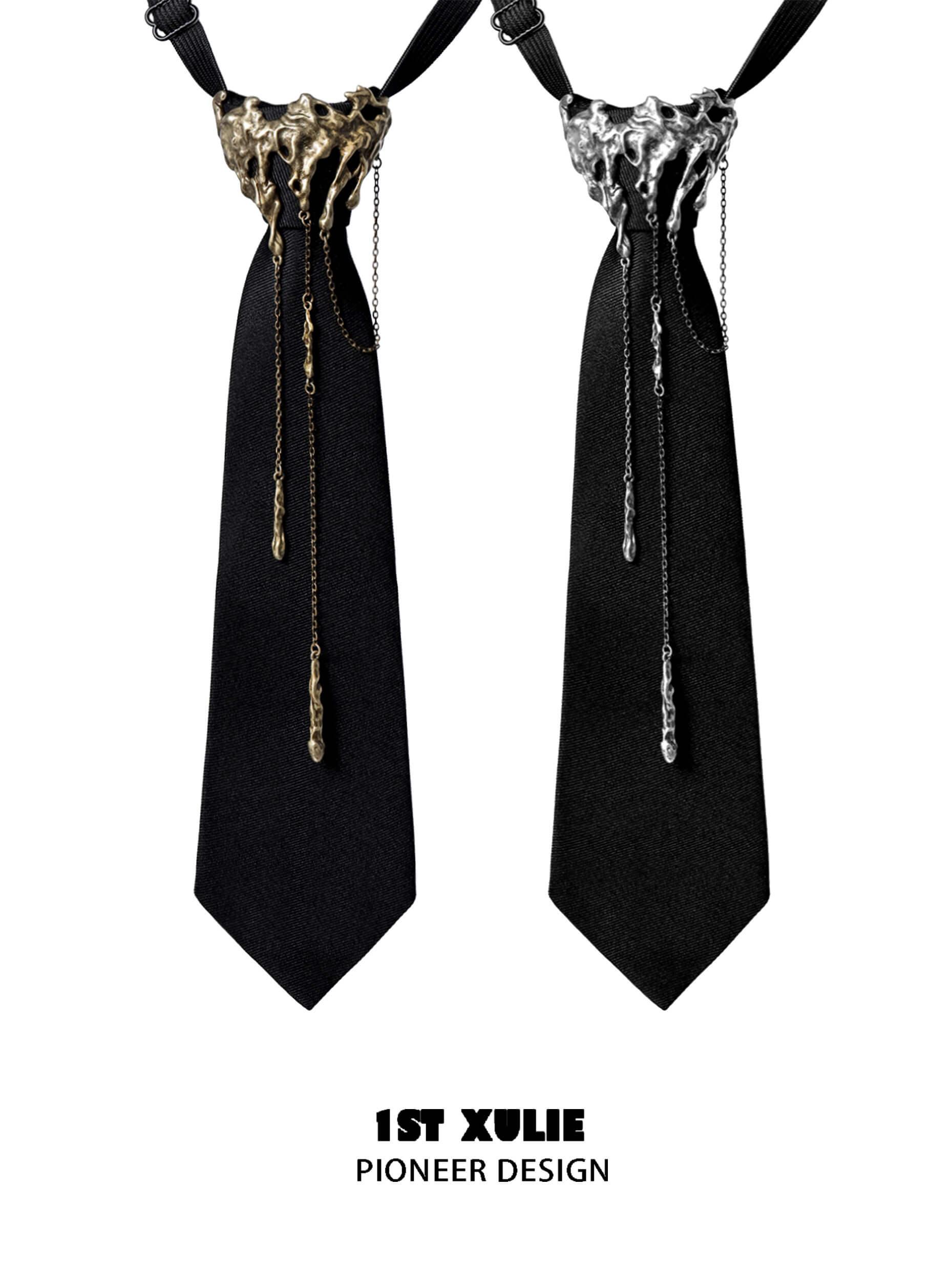 Lucifer 18K Gold Plated Tassel Necktie for Men - Elegant Formal & Wedding Accessories - Perfect for Business, Prom, and Special Occasions