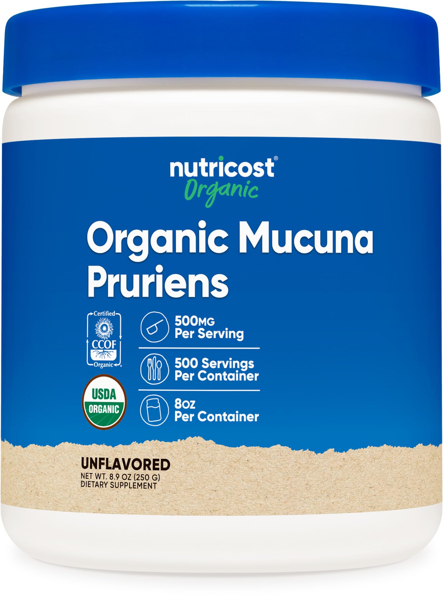Nutricost Organic Mucuna Pruriens Powder 250g - Gluten Free, Non-GMO, Vegetarian Supplement for Natural Energy & Mood Support - Perfect for Smoothies, Teas & Wellness Routines