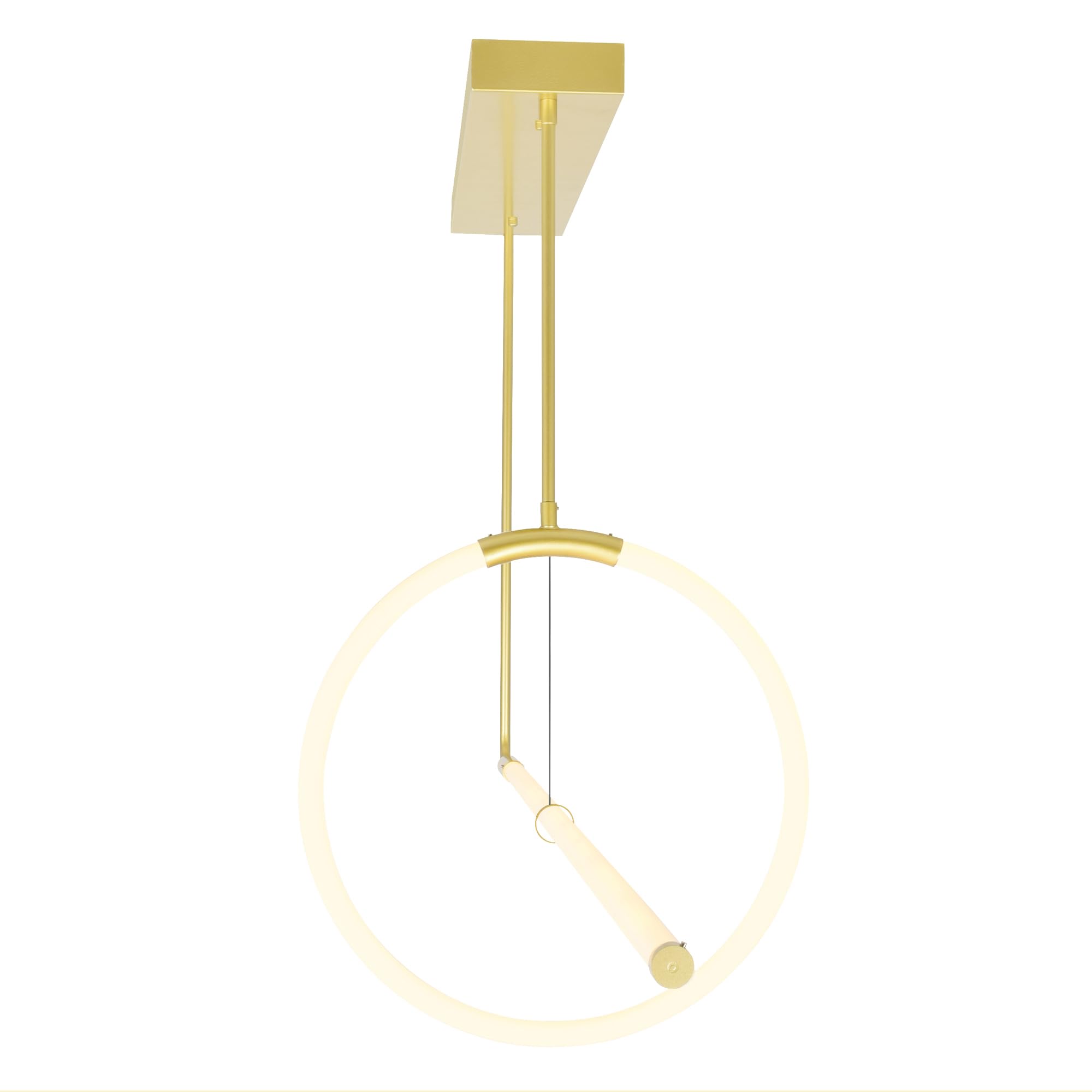 CWI Lighting Hoops 2-Light Modern LED Chandelier in Satin Gold - Sleek Metal Fixture for Dining Room, Living Room, or Bedroom Ceiling Lighting