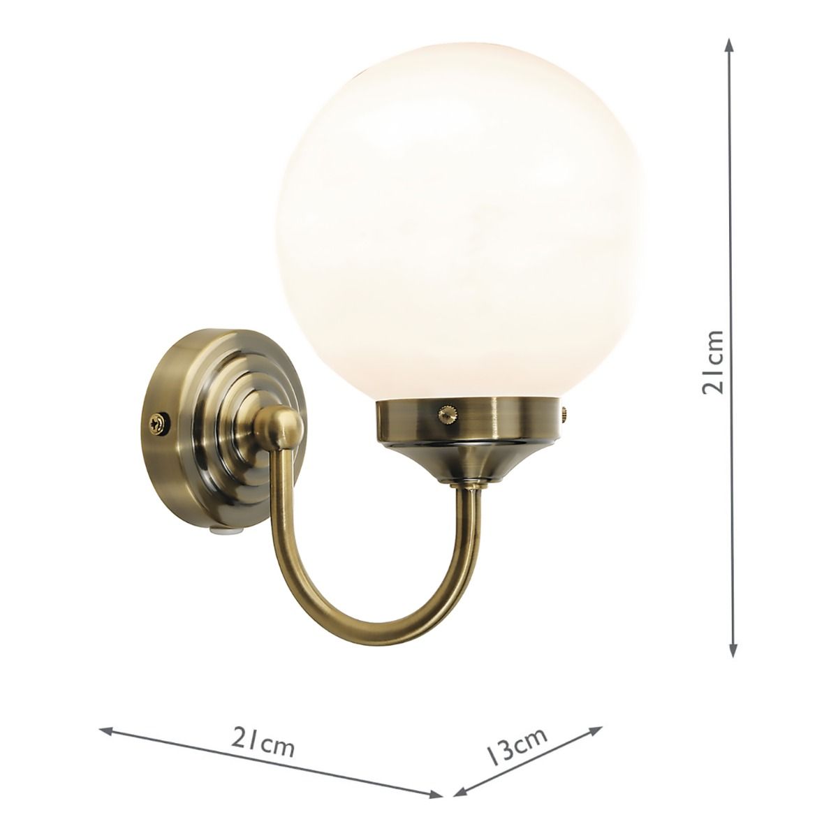 Vintage Bathroom Wall Light - Antique Brass/Polished Chrome with Opal Glass Shade, IP44 Rated for Moisture Protection - Perfect for Bathroom, Powder Room, and Spa Lighting