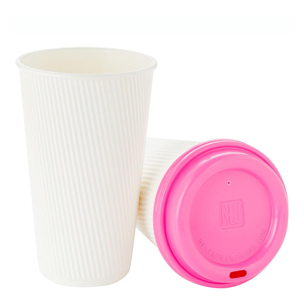 16oz Disposable Coffee Cups - 500 Pack White Insulated Paper Cups with Ripple Wall & Rolled Rim for Hot Coffee, Tea, Cocoa - Lids Sold Separately - Perfect for Restaurants, Cafes, Offices & Home Use