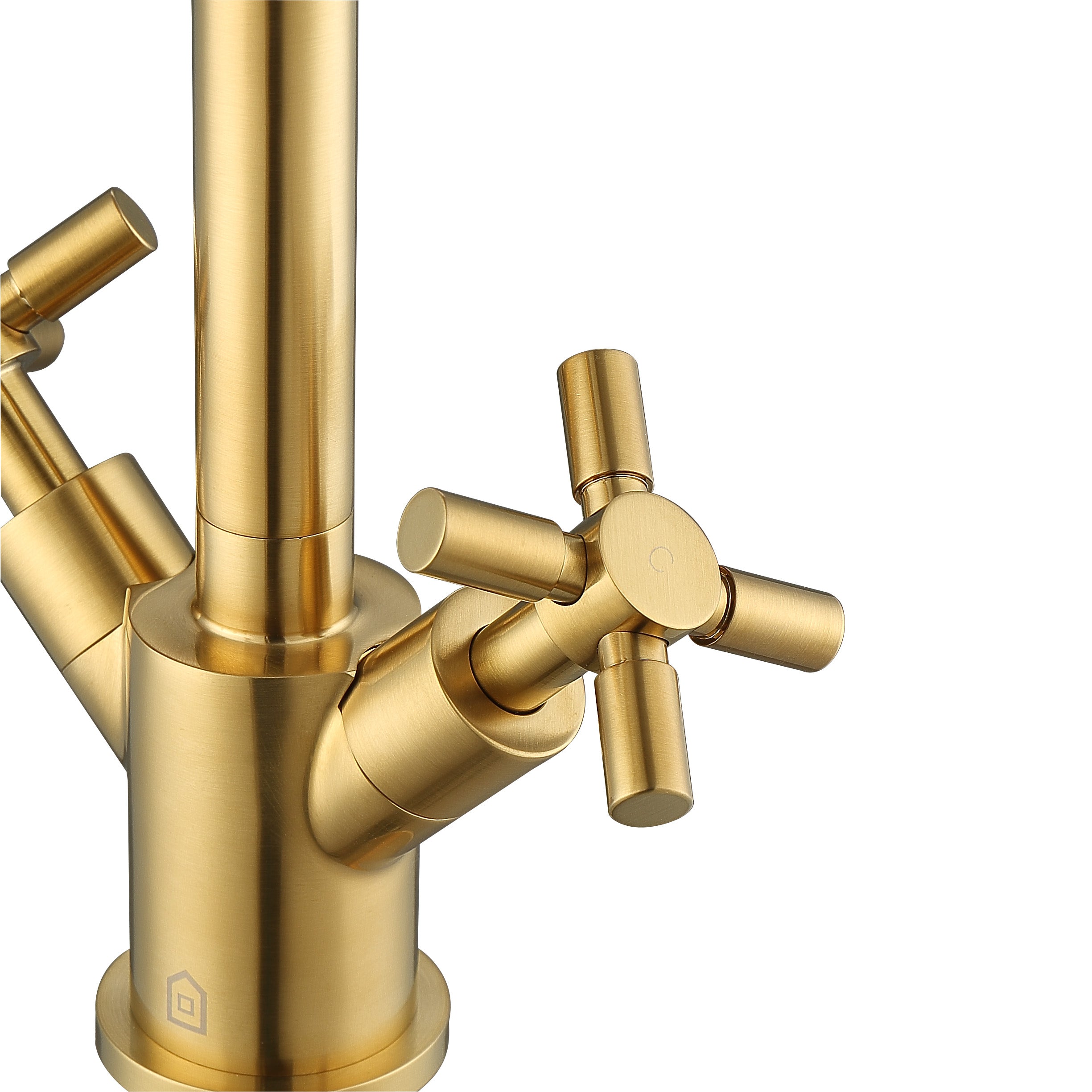 Brushed Gold Single Hole Double Cross Handle Bathroom Faucet - Modern Matte Finish for Bathroom Sink, Vanity & Powder Room (Prima Colori) | Perfect for Home Renovation & Luxury Interior Design