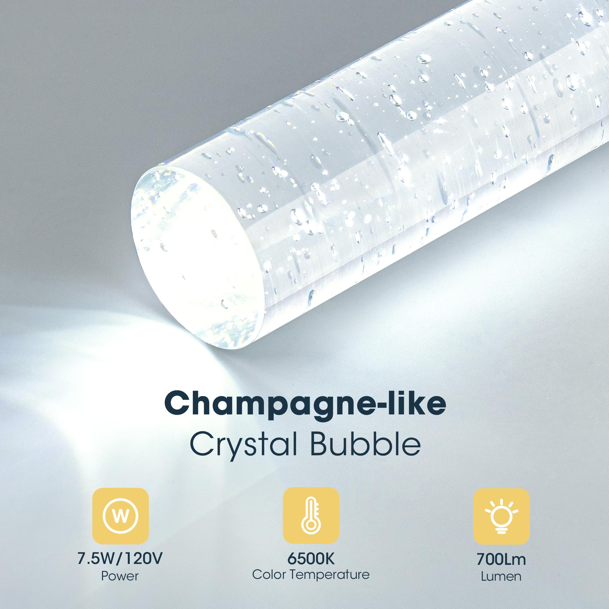 Modern Crystal Bubble Glass LED Pendant Lights for Kitchen Island - 6500K Bright White, Brushed Nickel Hanging Light Fixture (1 Pack) - Perfect for Dining Room, Bar Counter & Home Decor Lighting