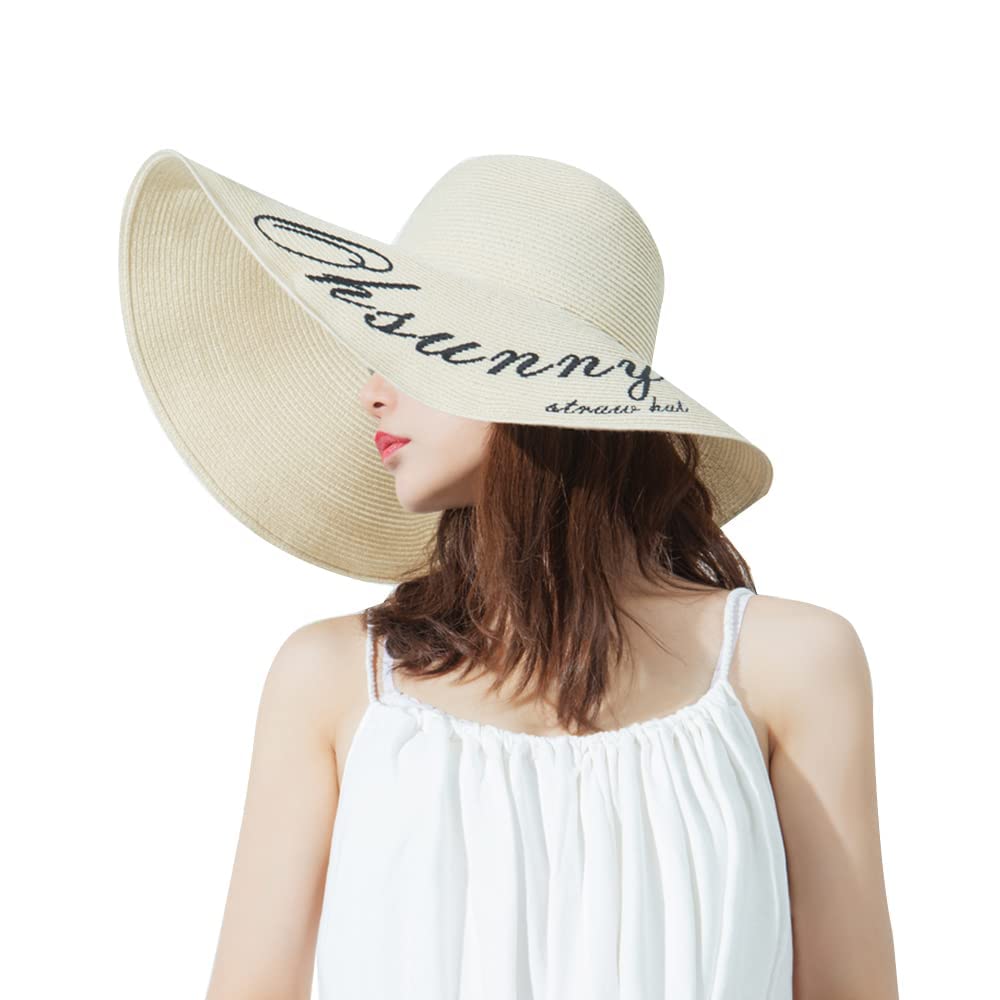 Women's Wide Brim Straw Hat - UPF 300+ Foldable Floppy Sun Hat for Summer Beach, Travel & Outdoor Activities | Roll-Up Packable Design for Easy Storage