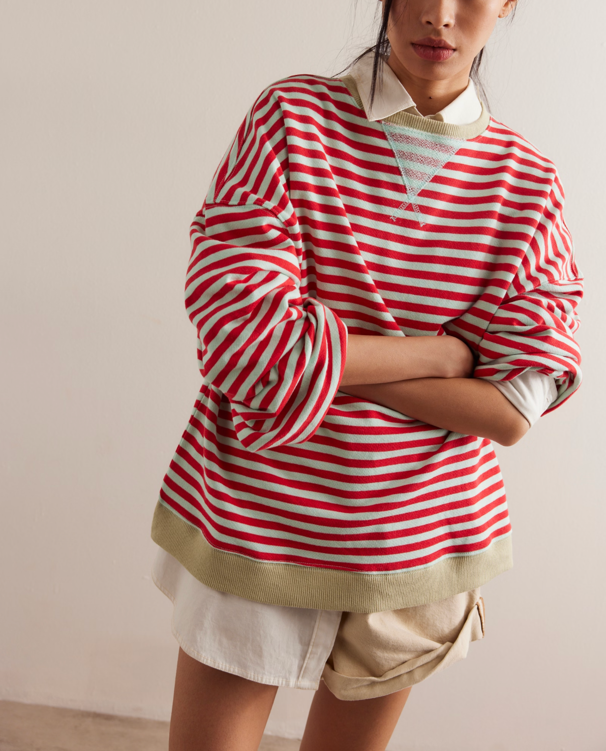 Classic Striped Oversized Crewneck Sweatshirt for Men & Women | Comfortable Casual Pullover | Perfect for Lounge, Streetwear & Layering