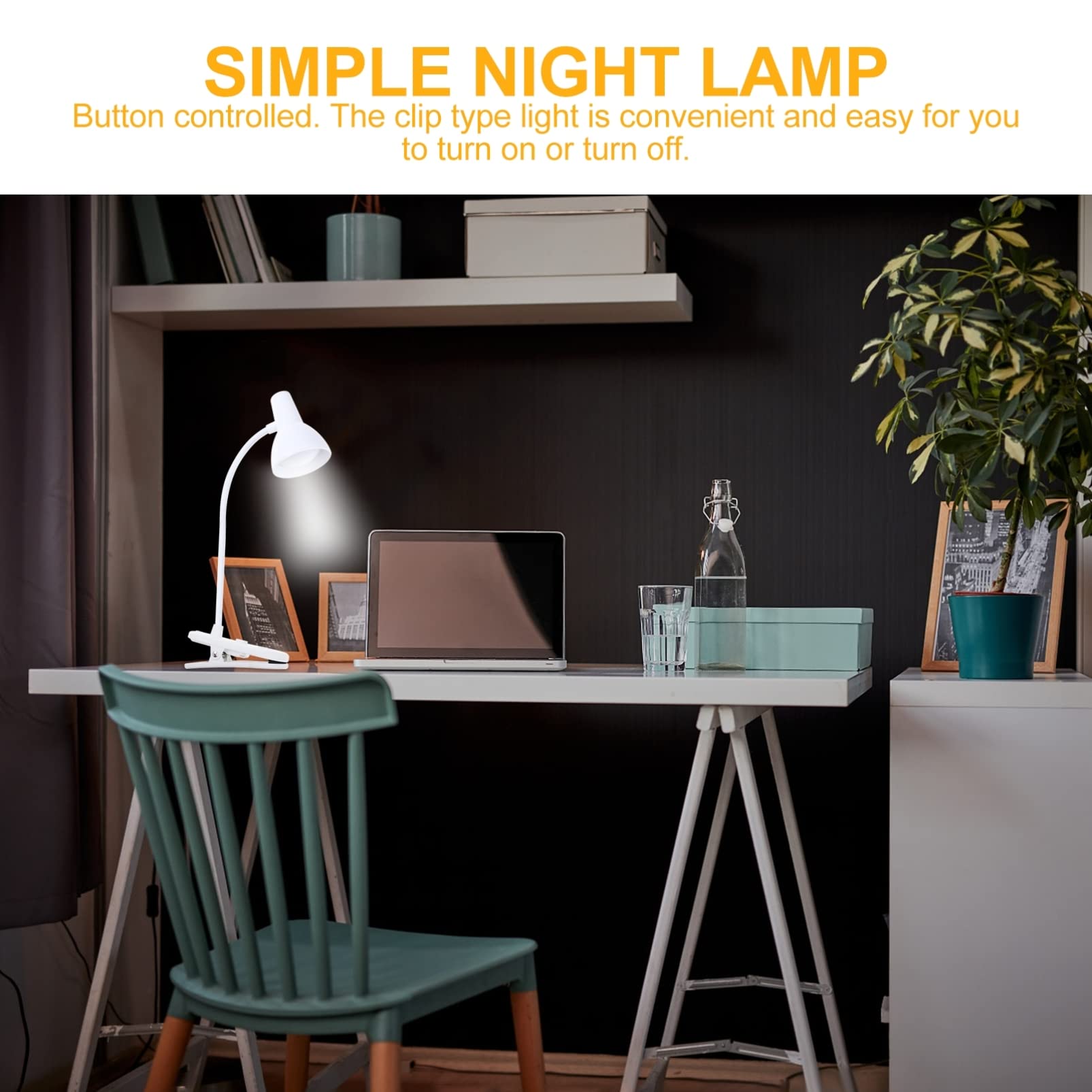 OSALADI LED Clip On Reading Light - USB Powered Adjustable Desk Lamp with Eye Protection, Flexible Clamp for Books, Headboards & Video Conferences (White) - Perfect for Night Reading, Office Work & Online Meetings