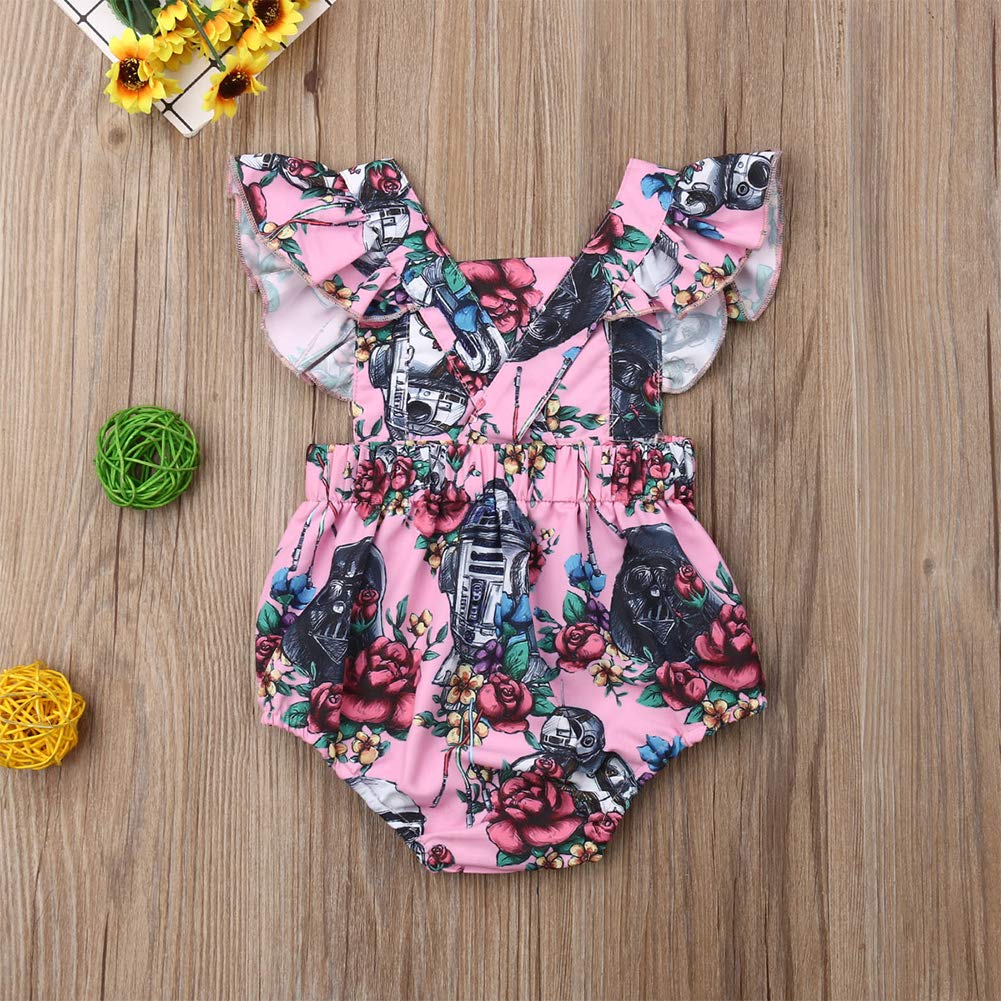 **Axupico Baby Girl Romper - Floral Sleeveless Backless Ruffle Sleeve One-Piece Outfit for Newborns & Toddlers | Princess Summer Clothes for Beach, Party & Photo Shoots**