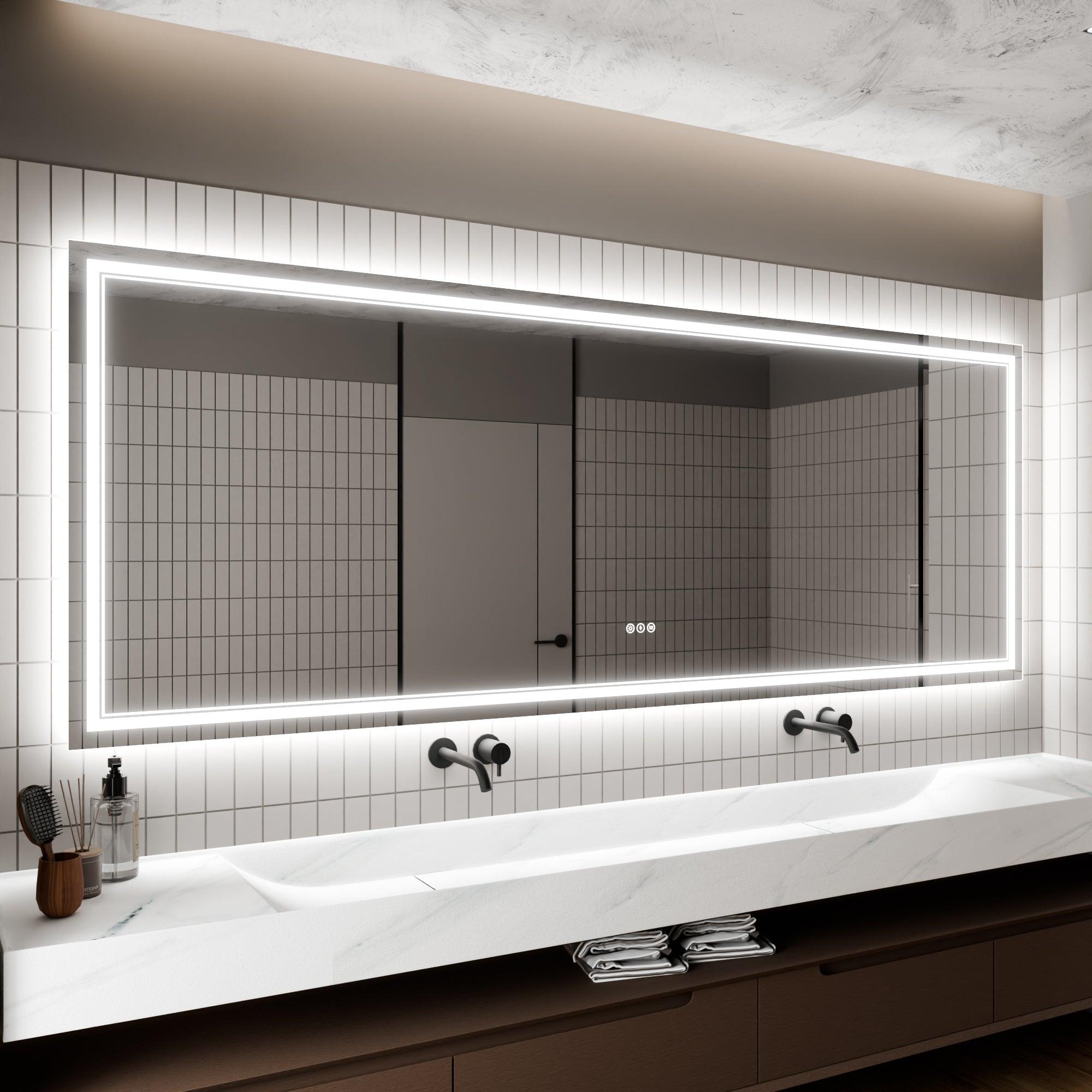 Anti-Fog LED Bathroom Mirror with Dimmable Backlit & Touch Switch - GlareGuard Illuminated Vanity Mirror for Makeup, Shaving & Home Decor