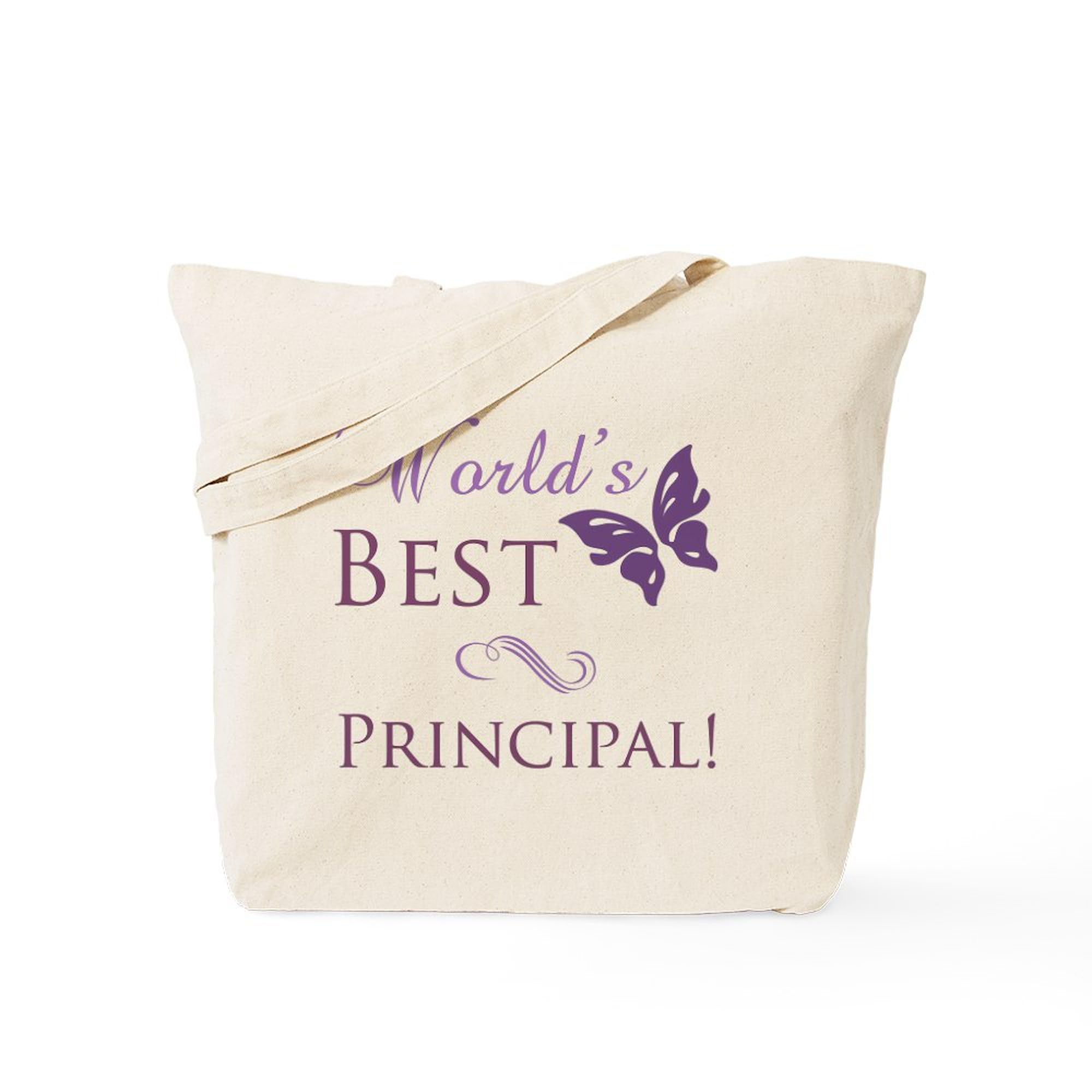 World's Best Principal Tote Bag - Natural Canvas Reusable Shopping Bag for Teachers, School Staff & Educators - Perfect for School Events, Teacher Appreciation Gifts & Everyday Use