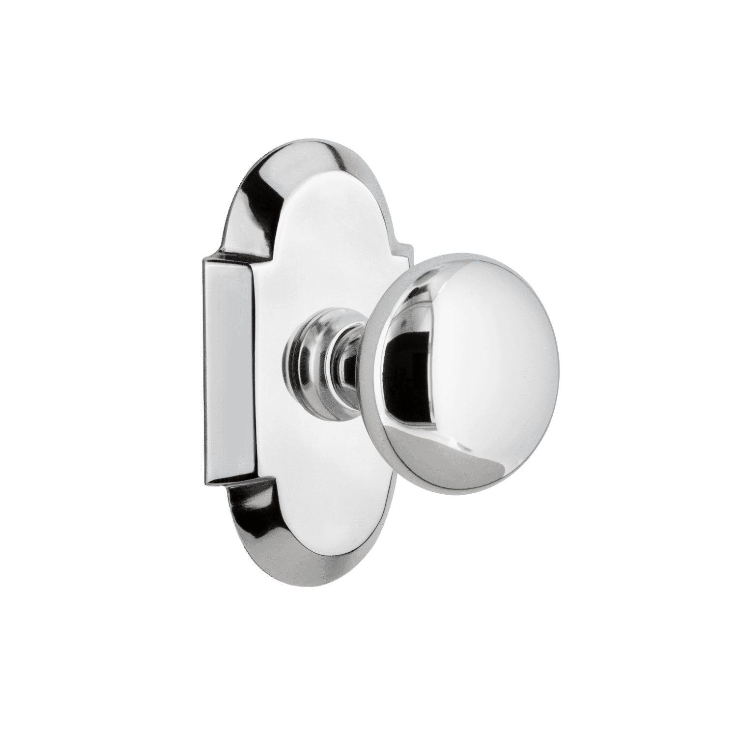 Bright Chrome Cottage Short Plate with New York Knob - Perfect for Modern Kitchen & Bathroom Faucet Installation