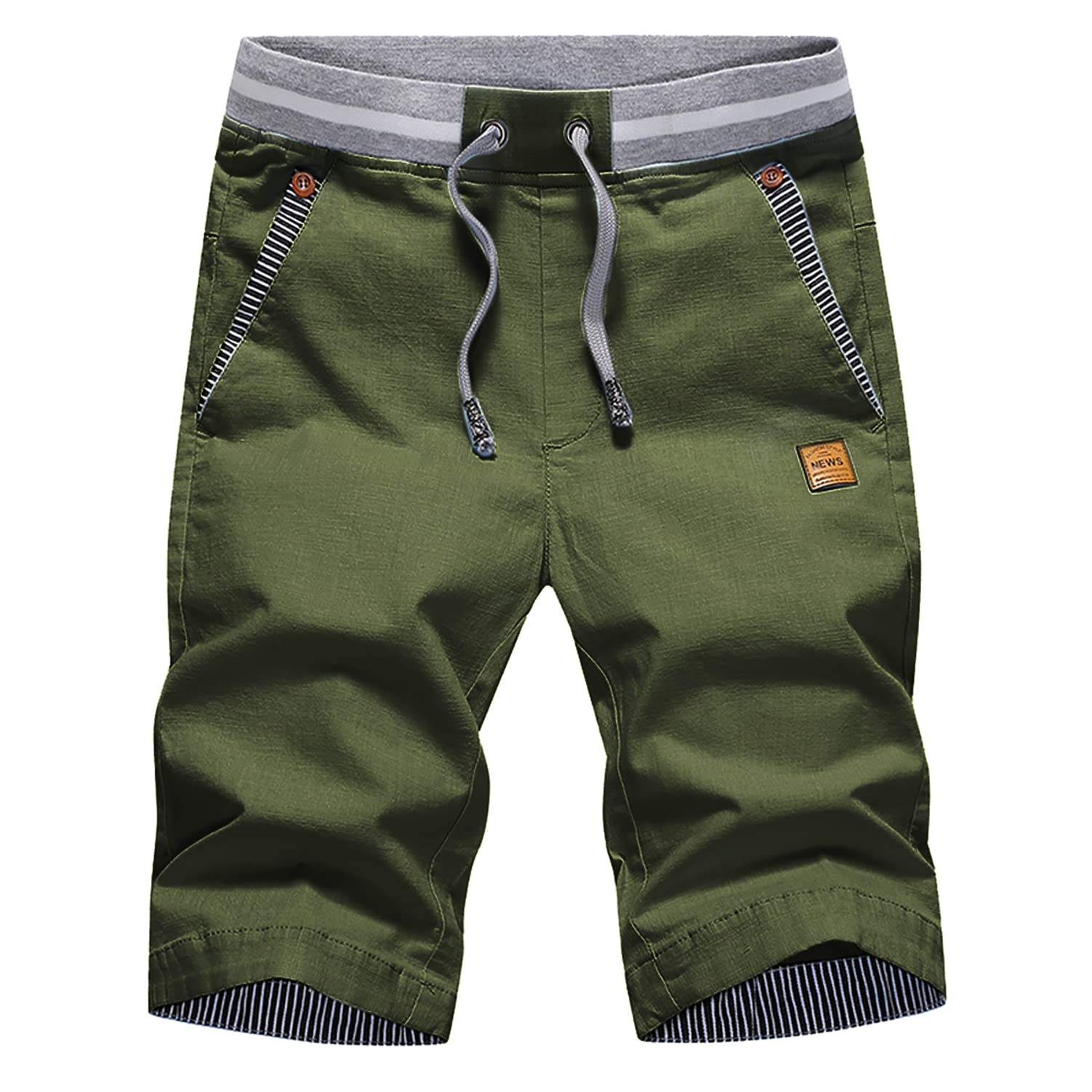 STICKON Men's Casual Classic Fit Drawstring Shorts - Elastic Waist Summer Beach Shorts with Pockets | Perfect for Swimming, Vacation & Outdoor Activities