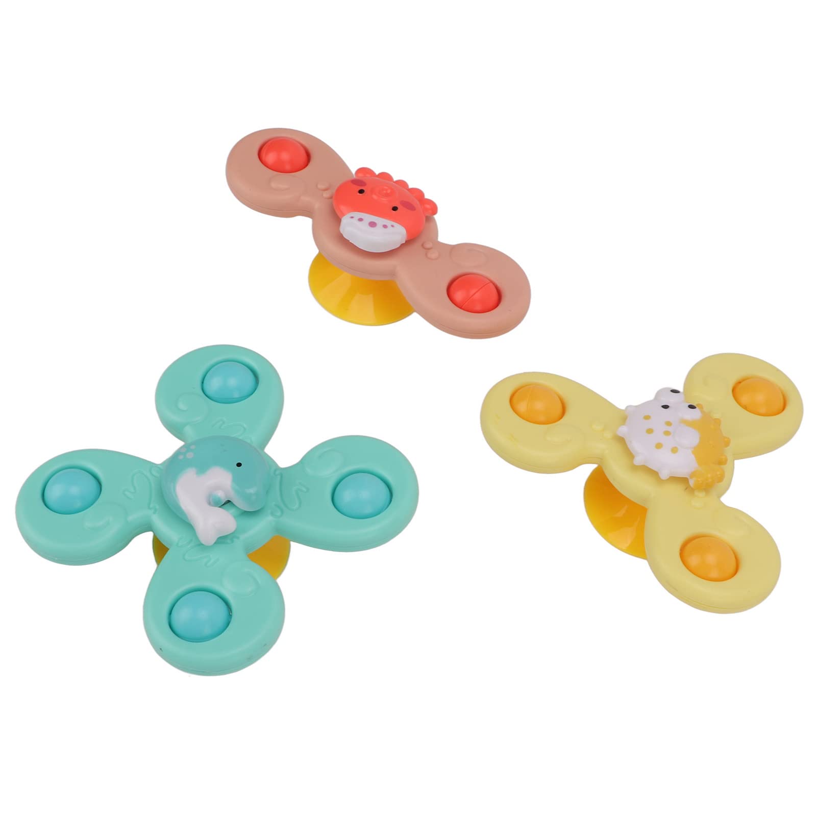 3 Pack Suction Cup Spinner Toys - Rotating Flower Fidget Spinners for Kids, Waterproof & Rustproof Sensory Toys for Bath, Window & Car Play - Stress Relief Bathroom Toys for Babies & Toddlers