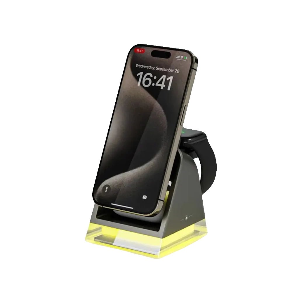 PowerTrio Plus 3-in-1 Magnetic Wireless Charging Station for iPhone 14/13/12 - Fast Charging Stand for iPhone, AirPods & Apple Watch - Perfect for Home, Office & Nightstand Use