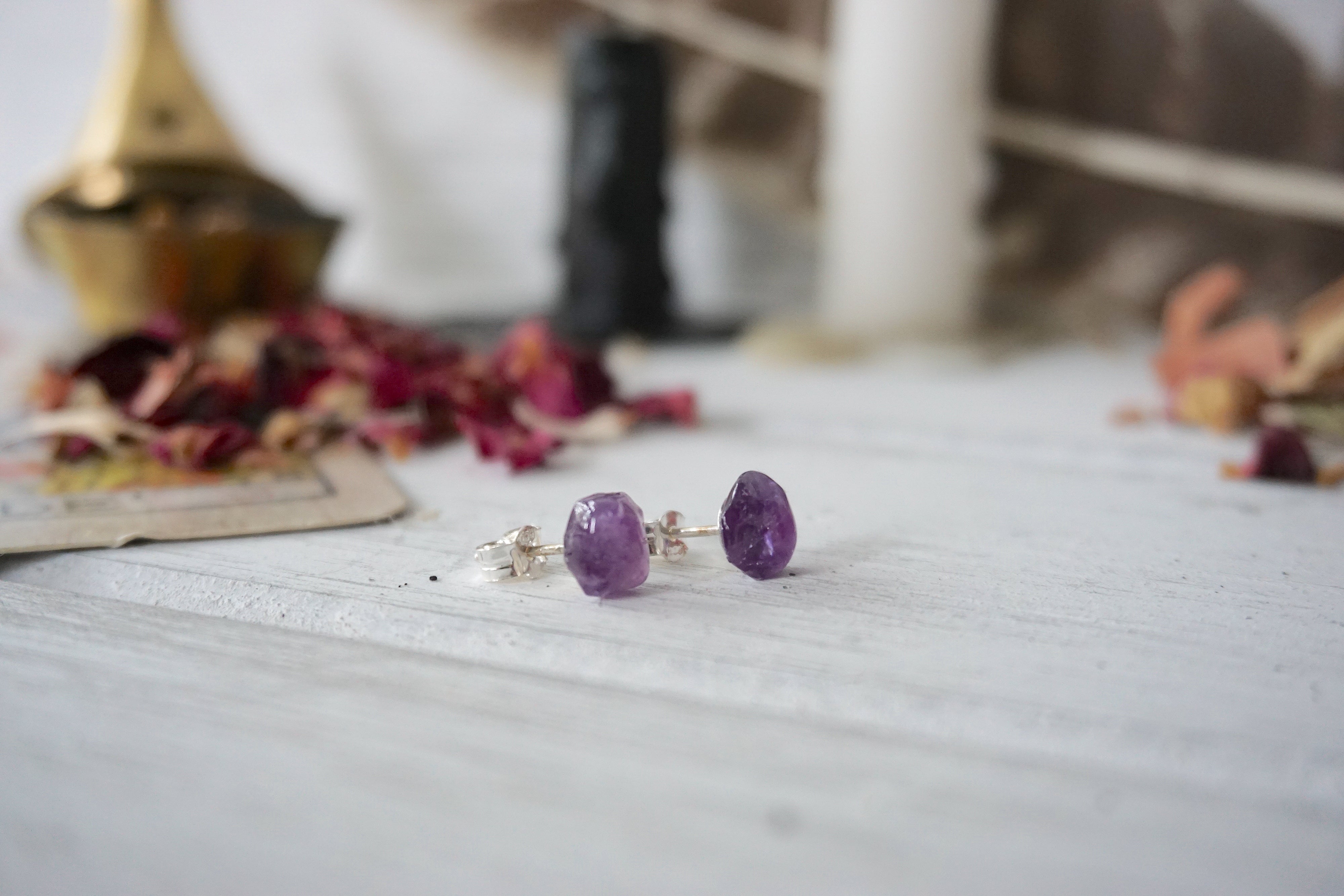 AURA STUD EARRINGS COLLECTION - Genuine Amethyst Crystal Stud Earrings for Women | Elegant Purple Gemstone Jewelry for Everyday Wear, Gift Giving & Special Occasions