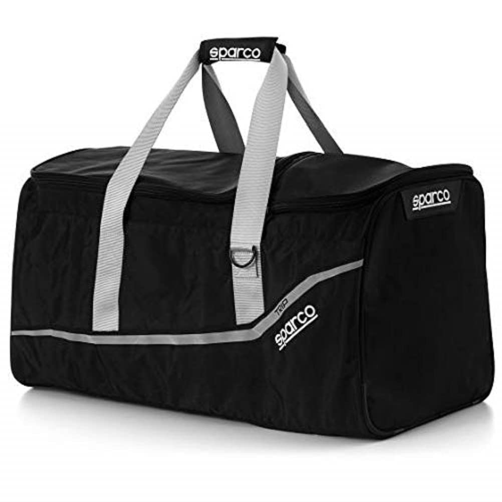 Sparco Premium Travel Bag - Durable Black/Silver Carry-On Luggage for Business Trips & Weekend Getaways | Airplane & Car Travel Essentials