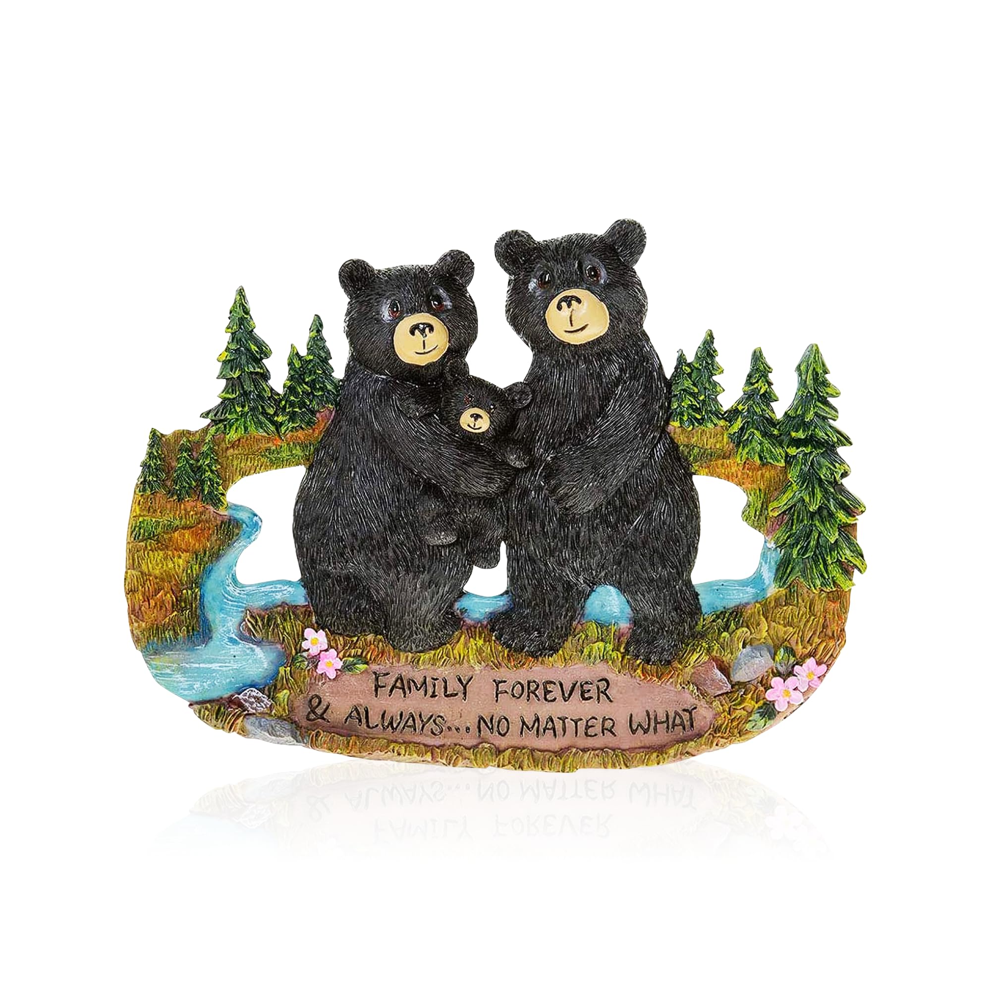 Black Bear Wall Decor - Rustic Family Signs for Home Decor, Kitchen & Country House Blessings - Family Forever & Always No Matter What Plaque - Perfect for Cabin, Farmhouse & Living Room Wall Decorations