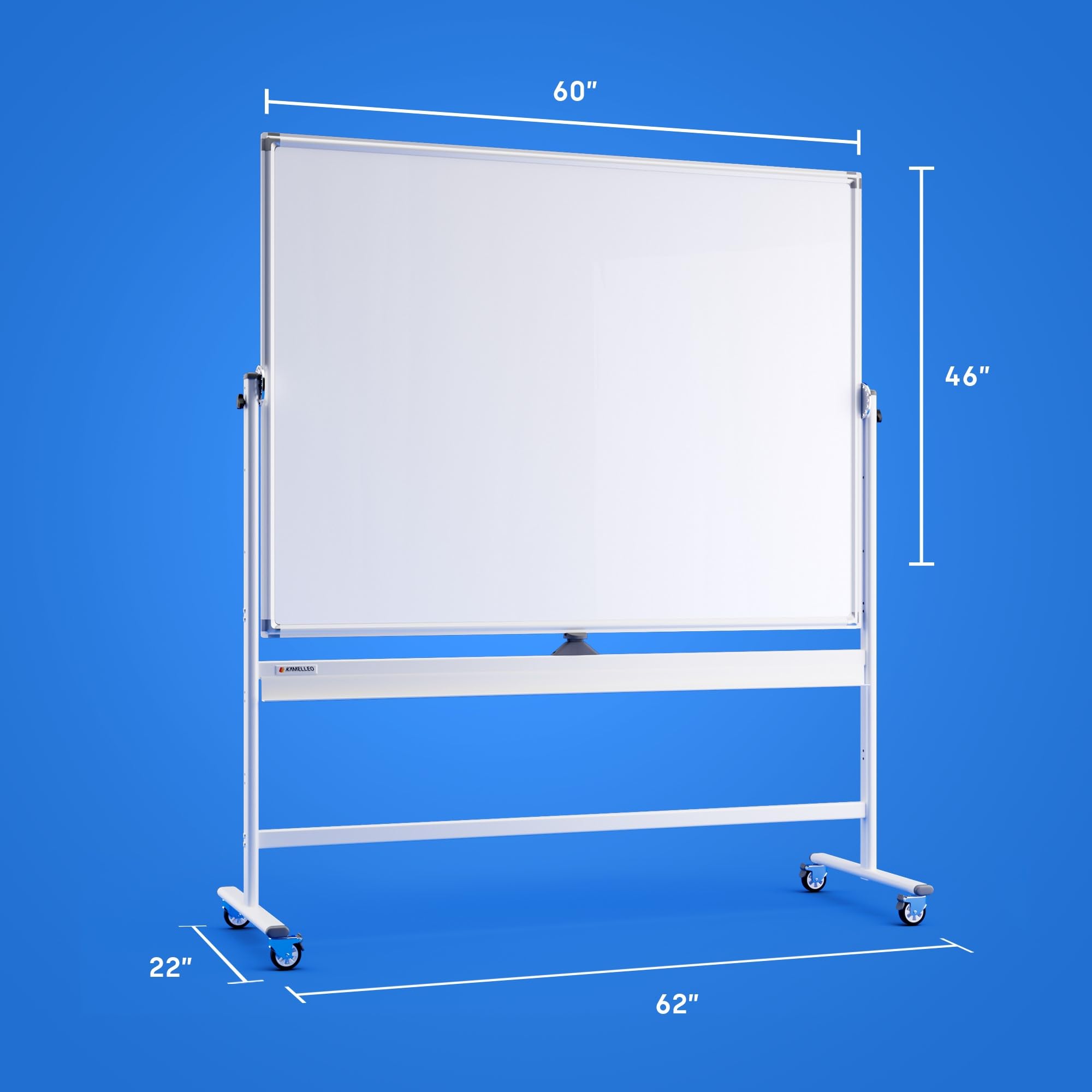 60 x 46 Inch Large Magnetic Dry Erase Board - Portable Double-Sided Whiteboard with Wheels & Stand - Mobile Easel Style Whiteboard for Office, Classroom, Home - Perfect for Presentations, Teaching & Brainstorming