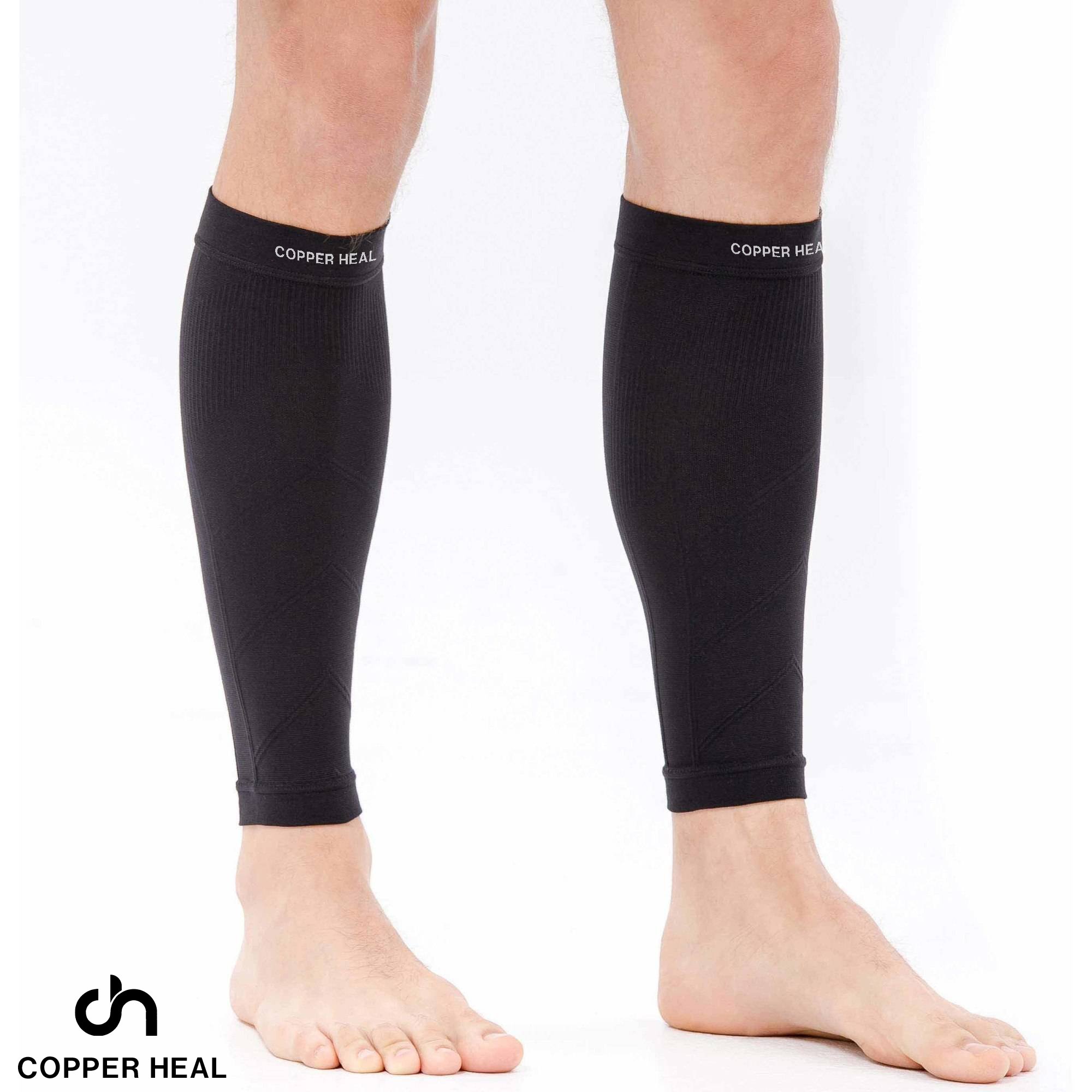 COPPER HEAL CALF Copper Compression Sleeves (1 Pair) - Best for Exercise, Sports Recovery & Pain Relief - Muscle Strains, Shin Splints, Leg Support - Unisex for Men & Women - Perfect for Running, Gym Workouts & Post-Training Recovery