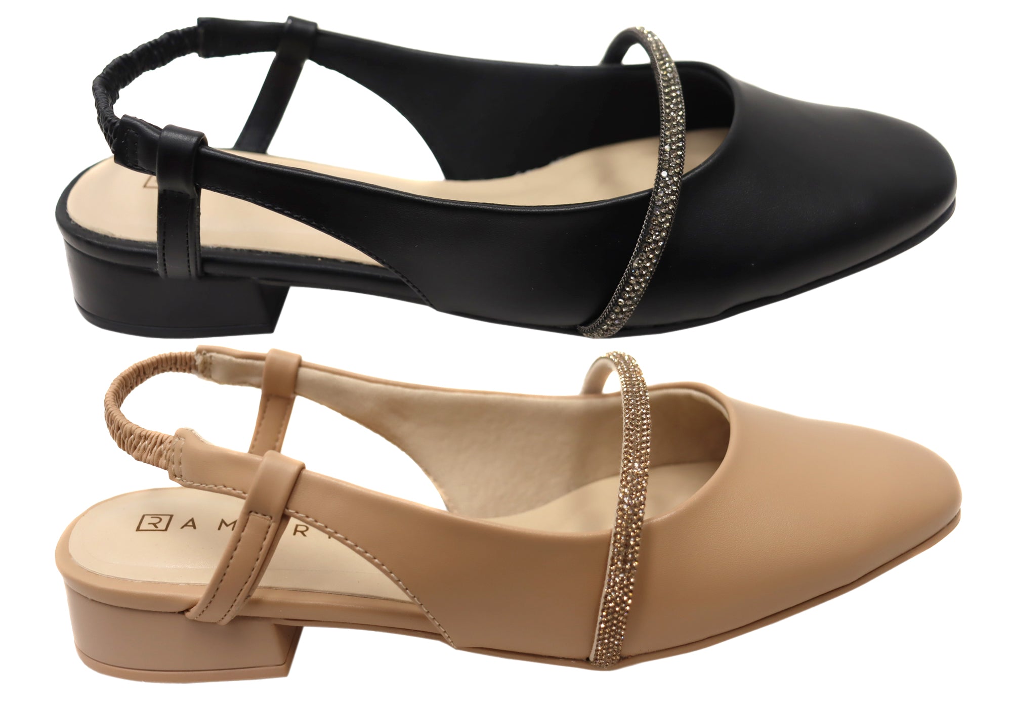Ramarim Roxana Women's Brazilian Low Heel Slingback Sandals - Comfortable Summer Dress Shoes for Weddings & Beach Vacations