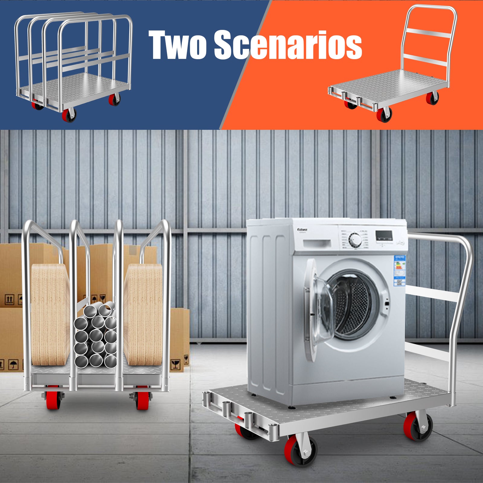 GARVEE 2-in-1 Heavy Duty Steel Panel Truck Cart - 36