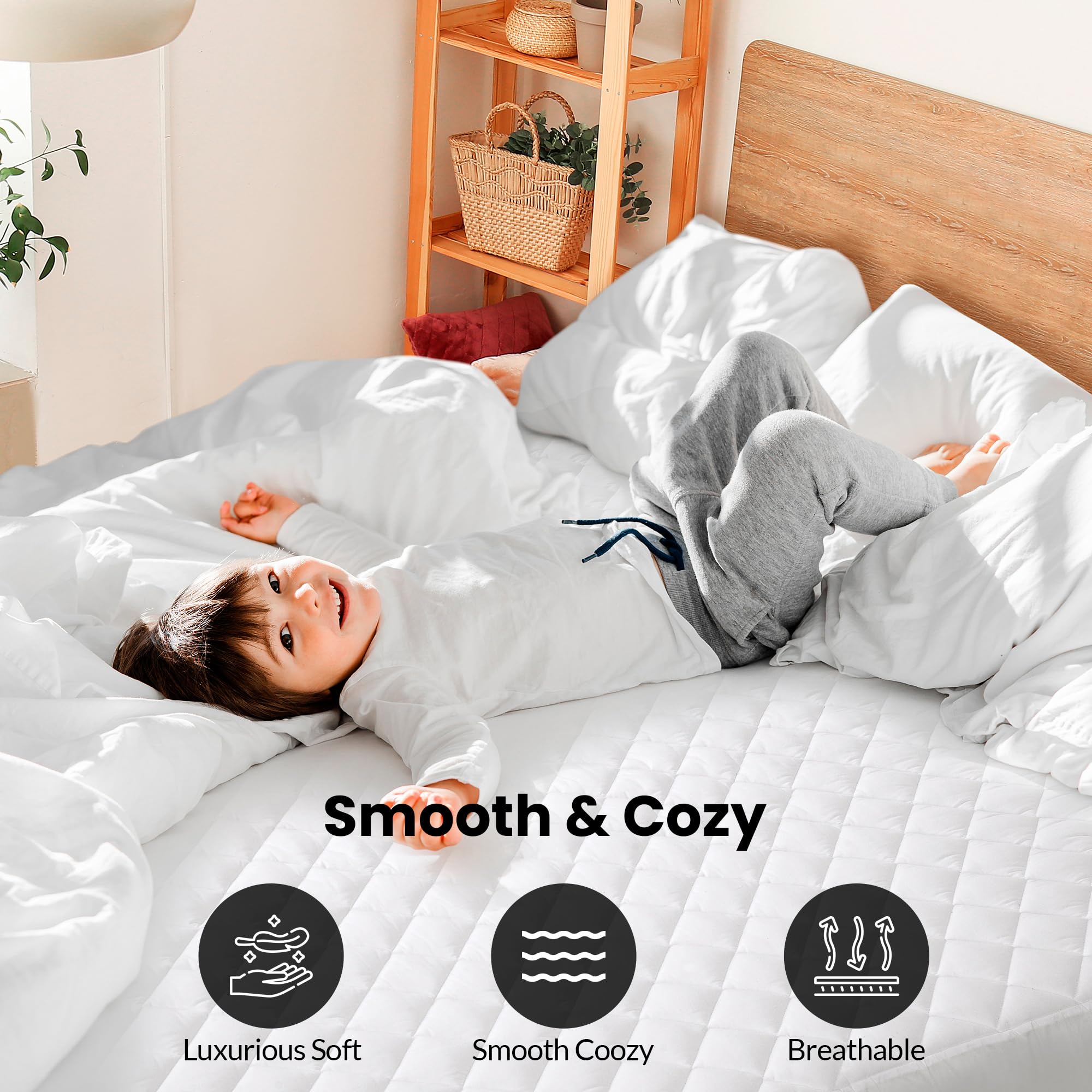 Royale Linens Full Size Mattress Topper - 3 Inch Soft Quilted Cooling Mattress Pad Protector - Deep Pocket Fits 16 Inch Mattress - Breathable Bed Topper for Back Pain Relief - Machine Washable (54x75 Inches) - Perfect for Guest Beds, Dorms & Hot Sleepers