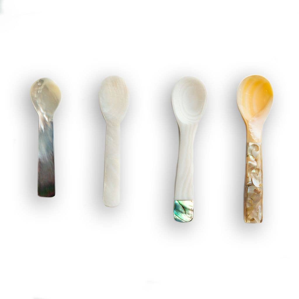 Exquisite Mother of Pearl Spoon with Elegant Mosaic Handle - Perfect for Fine Dining, Wedding Gifts & Luxury Table Setting