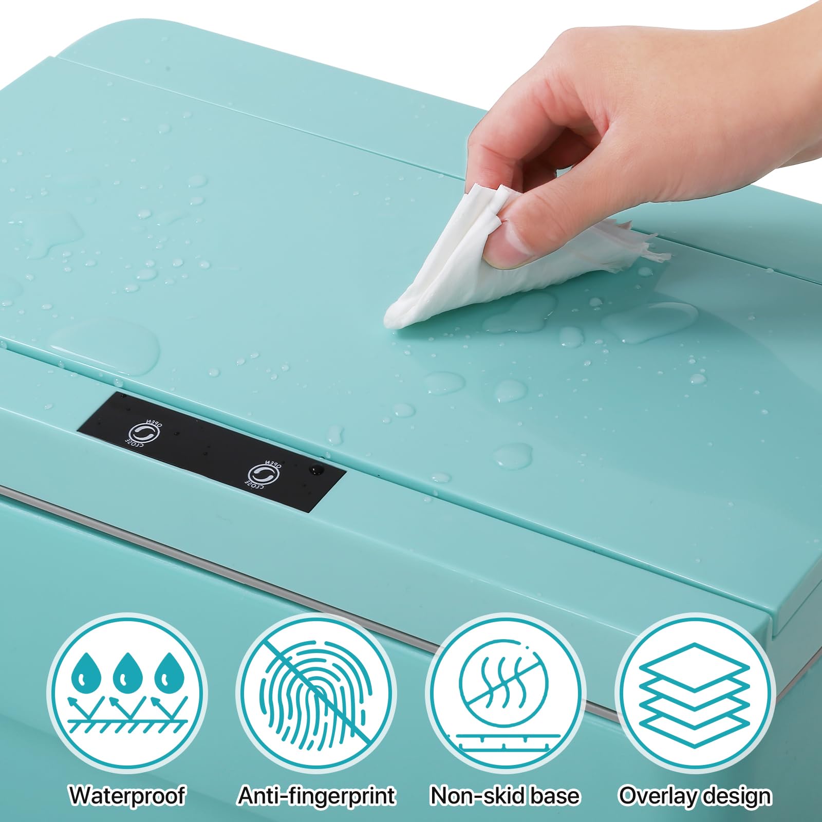 **DKeli 13 Gallon Automatic Touchless Trash Can with Lid – Sensor Kitchen Garbage Bin for Bathroom, Bedroom, Home & Office – High-Capacity 50L Plastic Waste Bin (Blue) – Ideal for Hands-Free Hygiene & Modern Spaces**