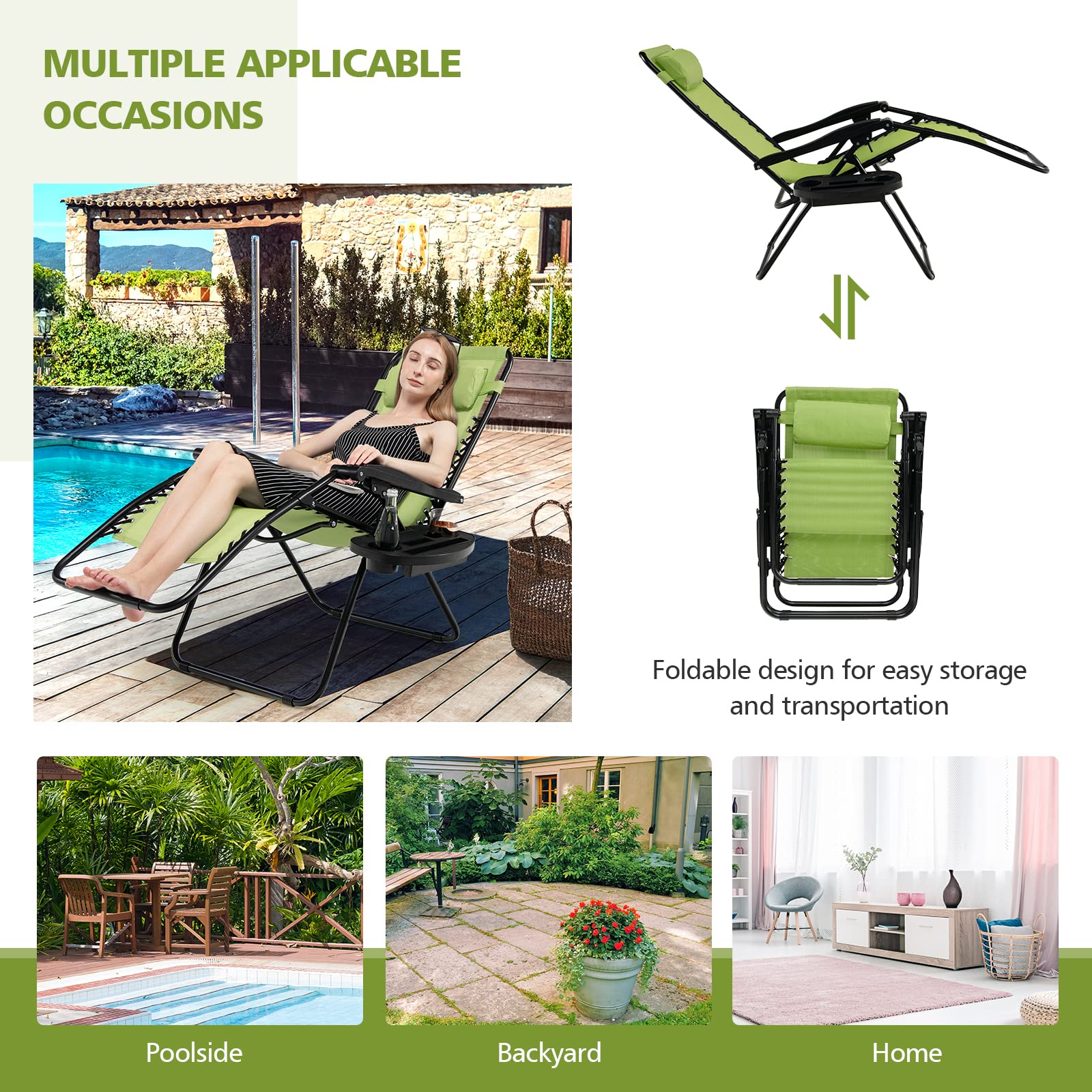 **HAPPYGRILL Zero Gravity Lounge Chairs Set of 2 - Adjustable Reclining Outdoor Patio Chairs with Cup Holder for Backyard, Beach, Poolside & Camping - Heavy Duty Folding Chairs for Relaxation**    *(Use Cases: Perfect for sunbathing by the pool, relaxing in the backyard, beach vacations, camping trips, or enjoying outdoor gatherings with friends and family.)*