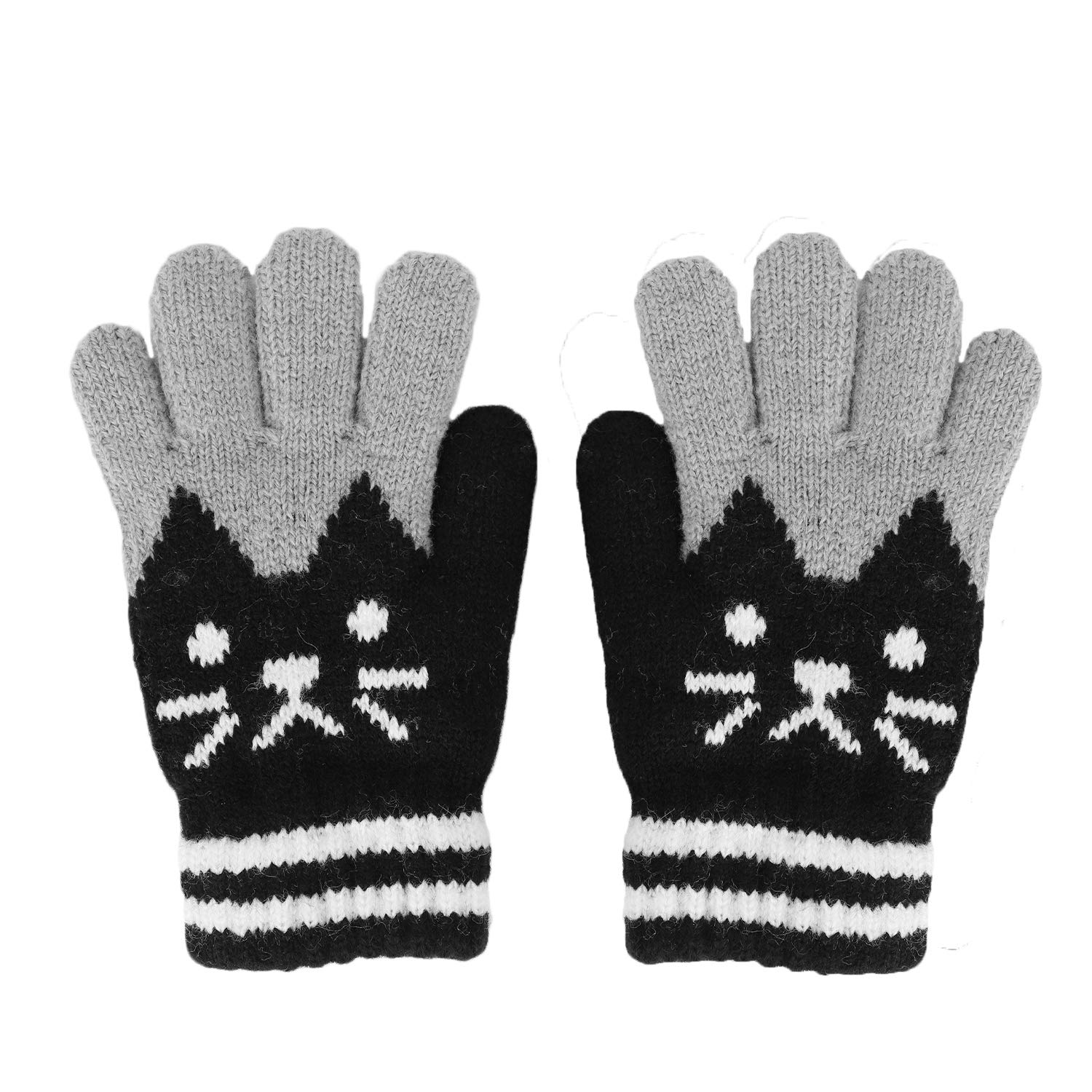 Warm Winter Snow Ski Gloves for Kids - Soft Animal Cat Bear Knit Mittens - Perfect Christmas Gifts for Outdoor Activities & Cold Weather Play