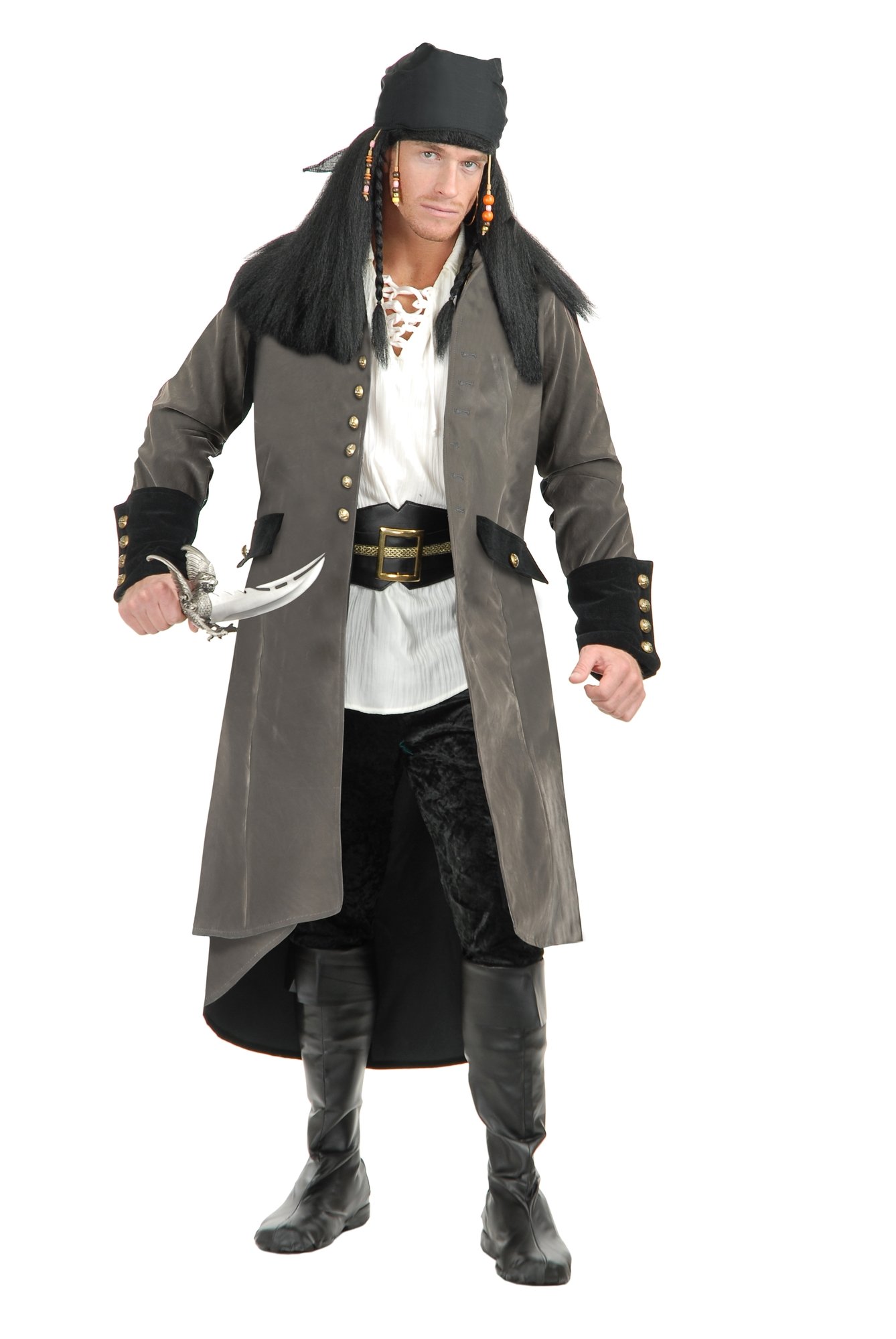 Men's Treasure Island Pirate Costume for Halloween, Cosplay & Themed Parties - Authentic Charades Outfit with Hat & Accessories