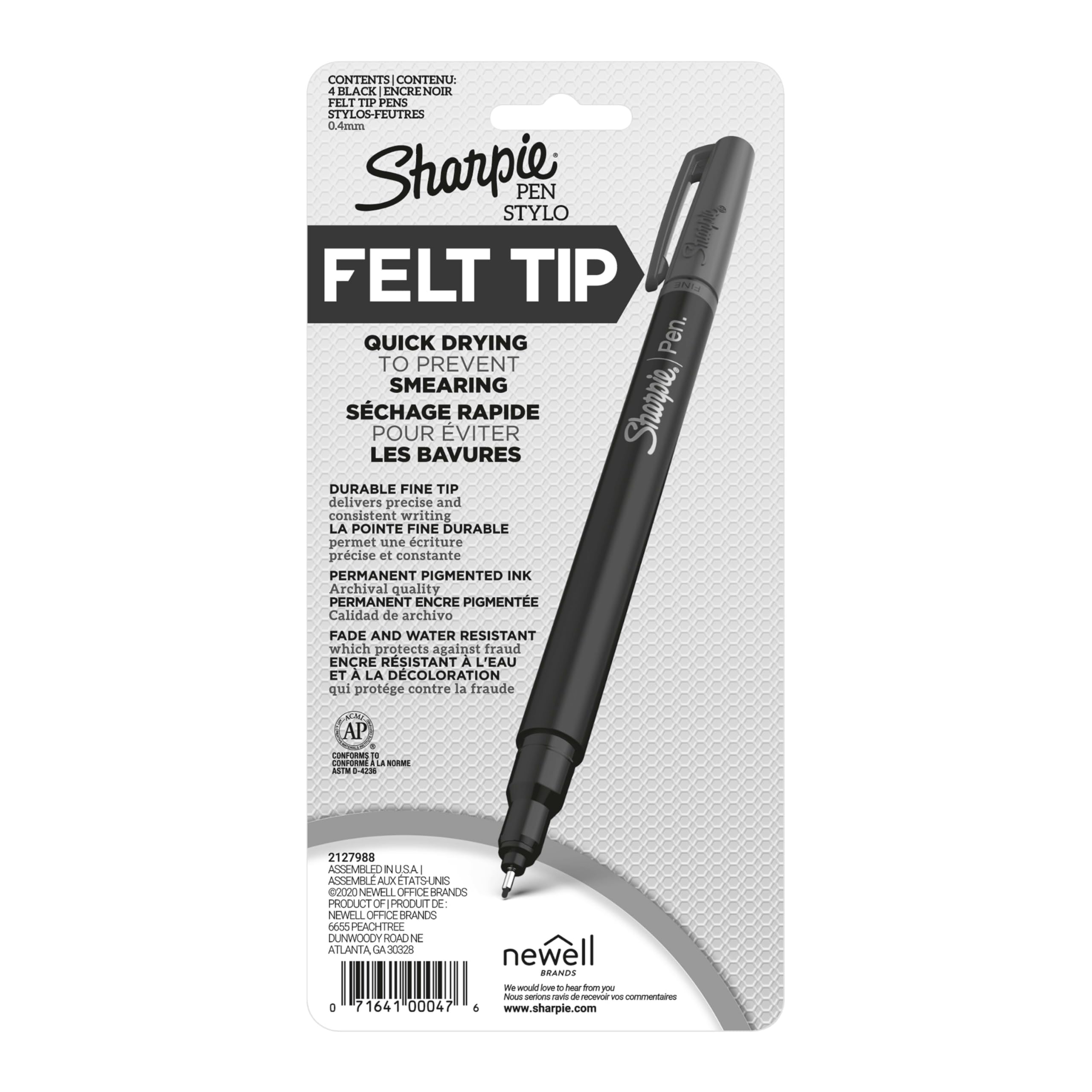 Sharpie Fine Point Felt Tip Pens (0.4mm) - 4 Pack Black Art Markers for Journaling, Drawing, Sketching & Note Taking - Perfect for Bullet Journals, Art Projects & Office Work