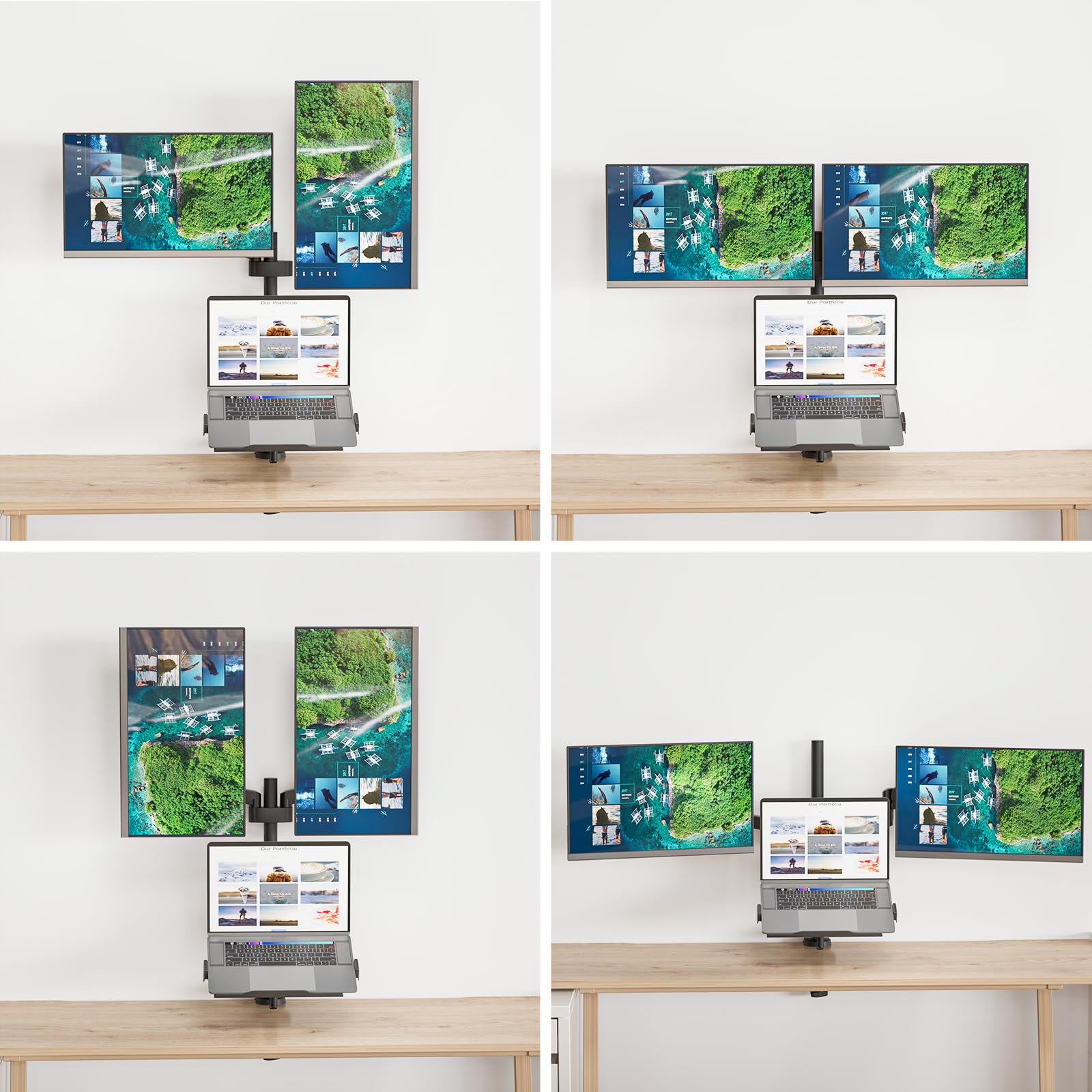 WALI Adjustable Spring Arm Dual Monitor Stand for 17