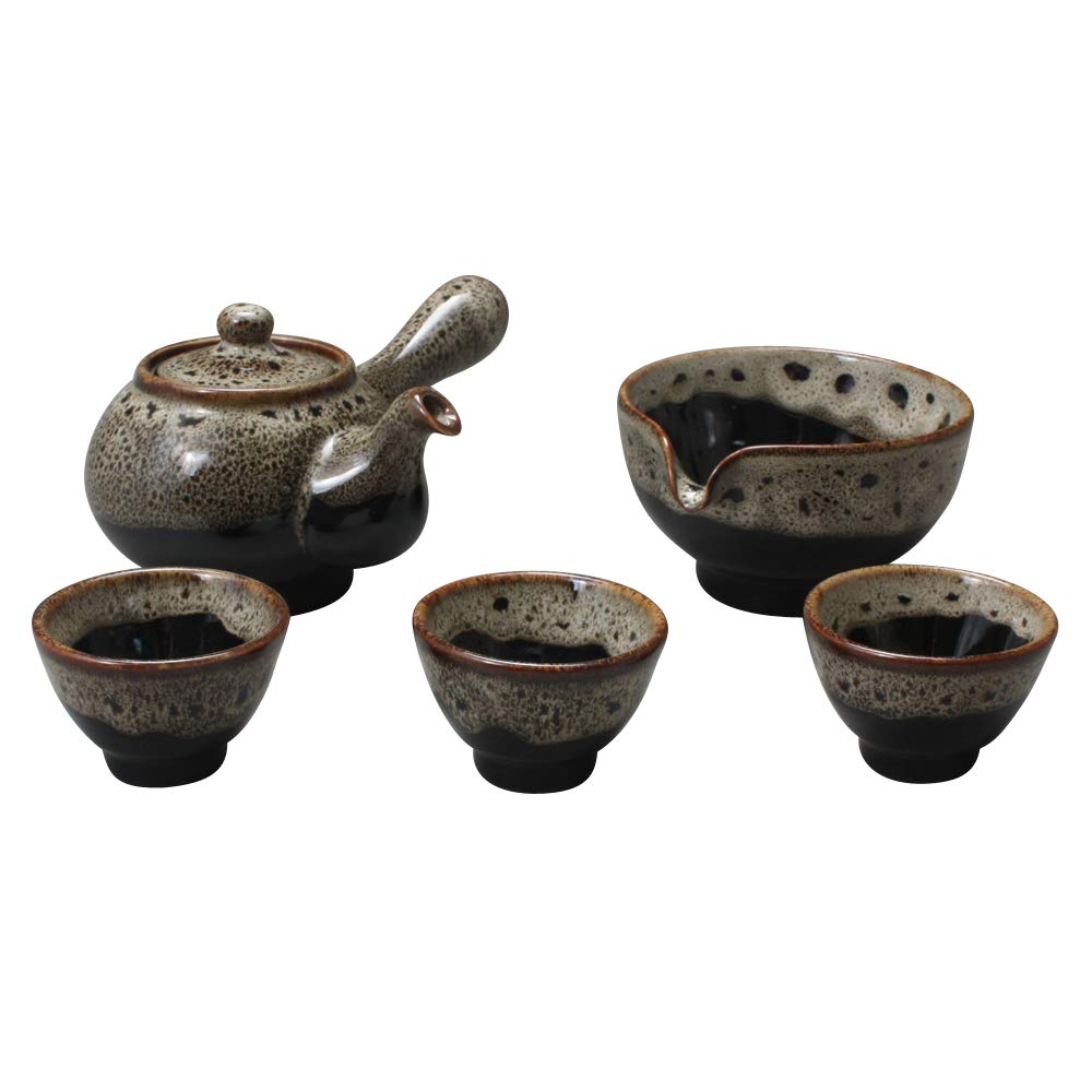Korean Style Porcelain Tea Ceremony Set - 11.8oz (350ml) Side Handle Teapot with Cups, Pitcher & Cooling Bowl - Traditional Ceramic Tea Gift Set for Home, Office & Zen Meditation