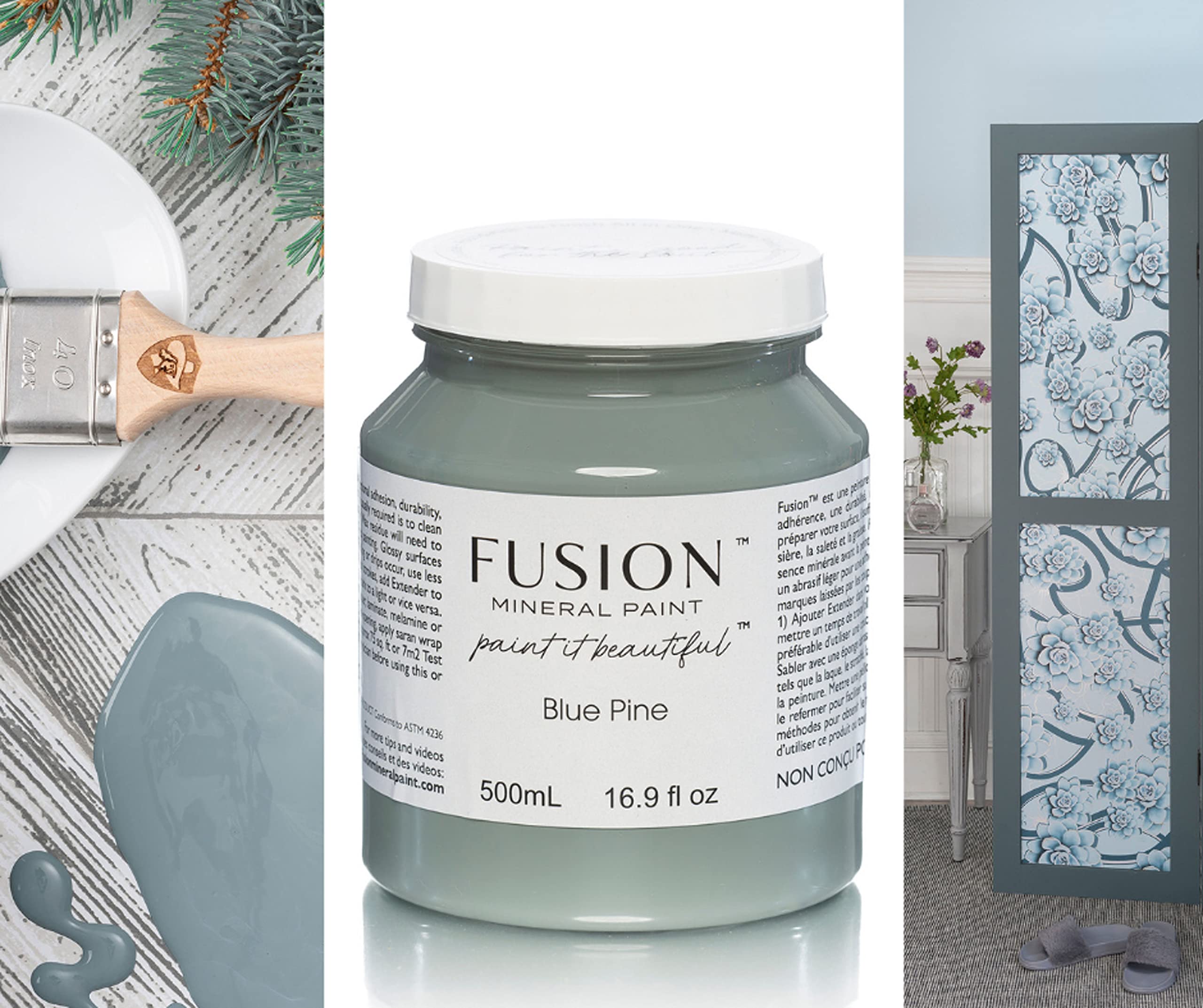 Fusion Mineral Paint - 500ml Blue Pine - Premium Chalk Style Paint for Furniture, Cabinets & DIY Home Decor Projects