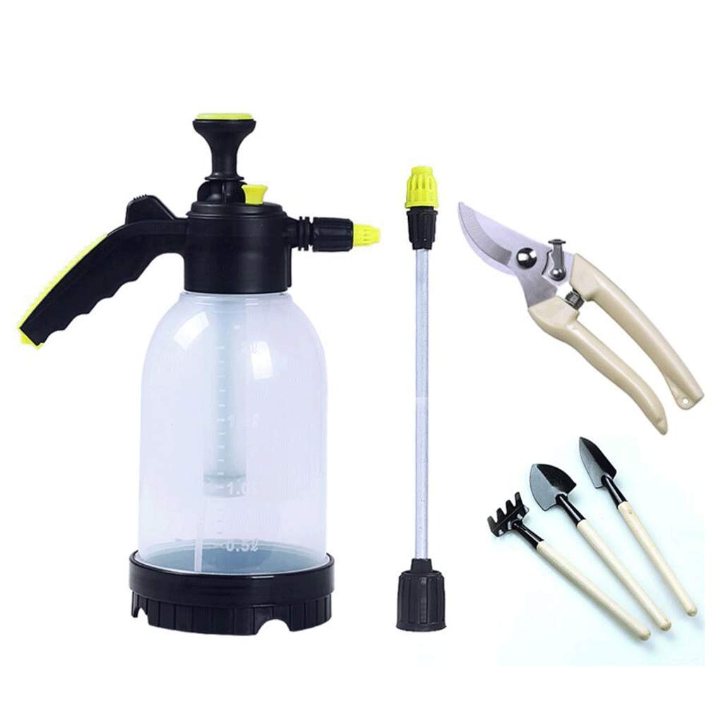 2L Clear Pneumatic Watering Can with Gardening Set - Ergonomic Spray Bottle for Indoor & Outdoor Plants, Garden, Lawn, and Greenhouse Use