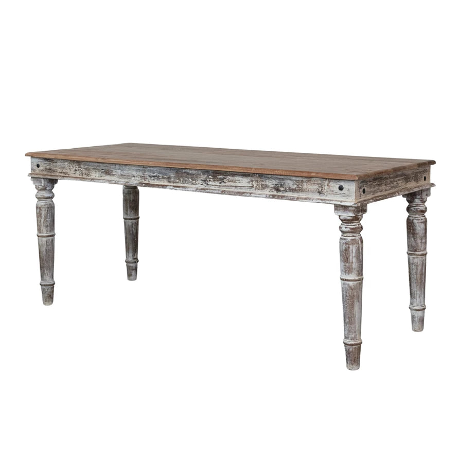 Hamilton Solid Wood Dining Table - Rustic Farmhouse Style for Kitchen, Dining Room & Outdoor Patio