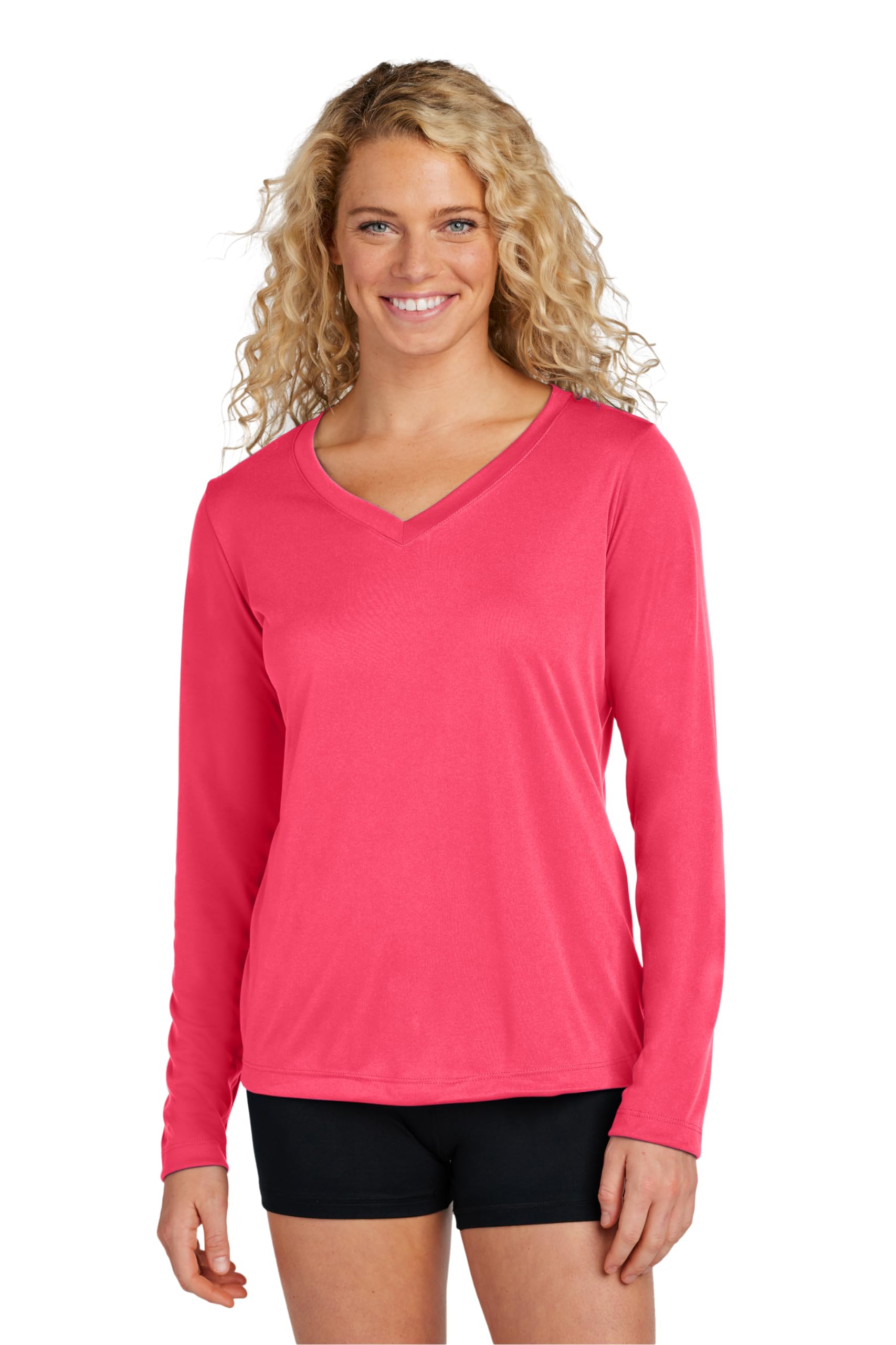 Women's Long Sleeve V-Neck Workout Tops - Gym & Yoga Shirts (Plus Sizes)