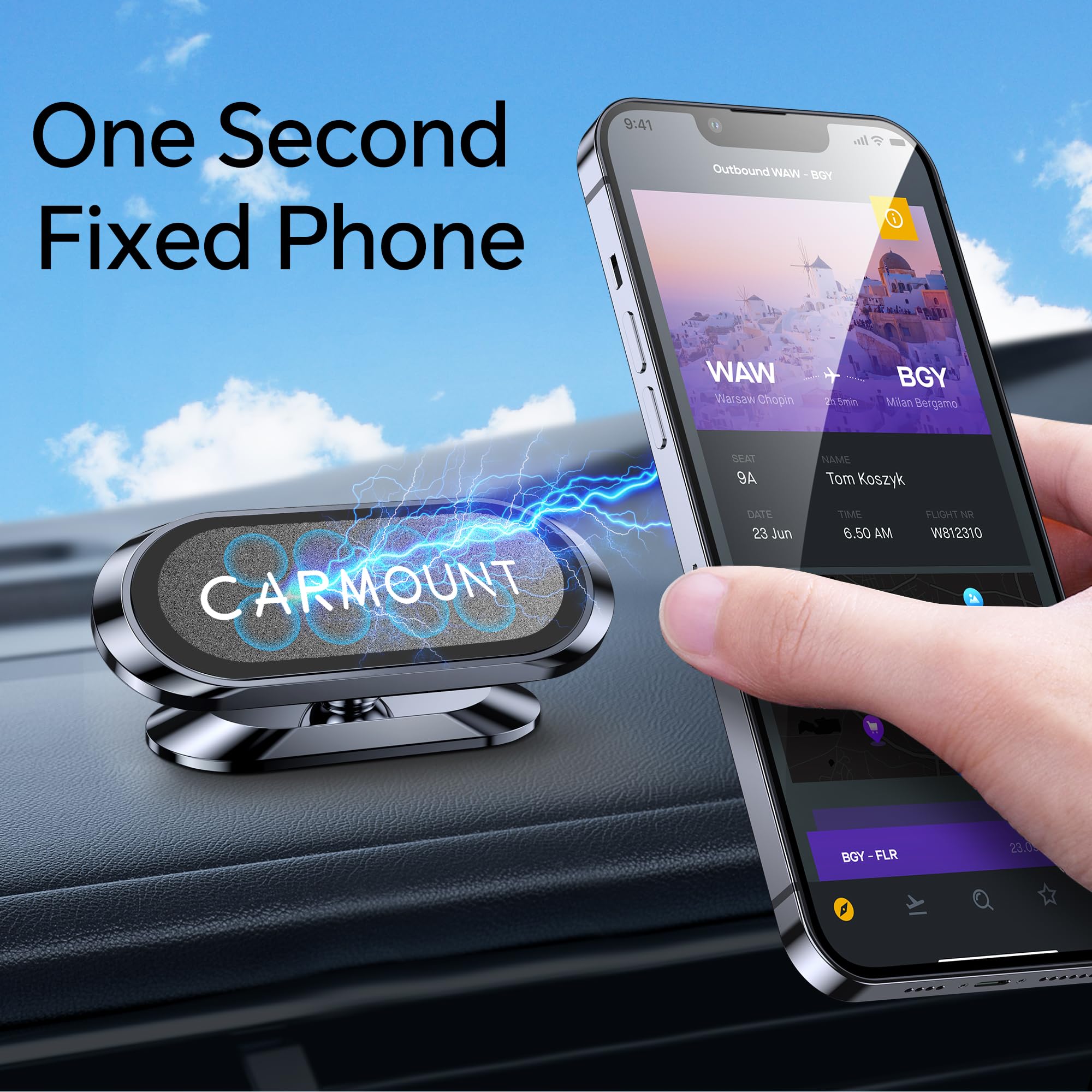Super Strong Magnetic Phone Holder for Car - 360° Rotatable Universal Dashboard Phone Mount for iPhone, Samsung & All Smartphones | Secure & Hands-Free Driving Accessory
