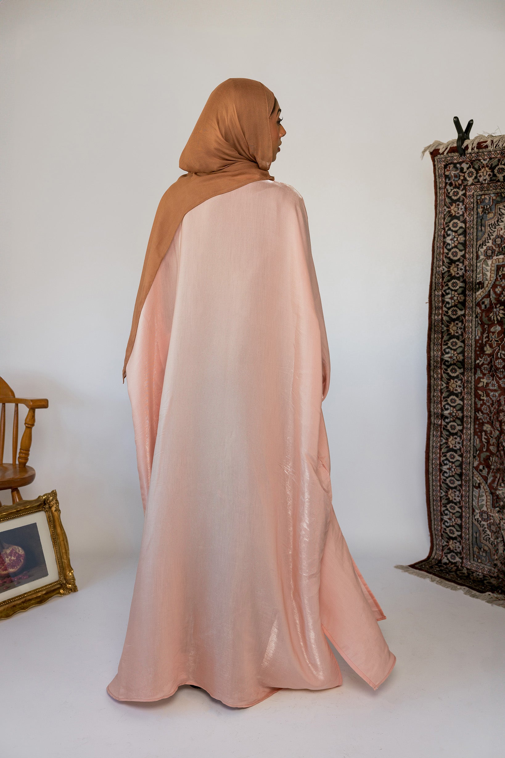 Elegant Metallic Pink Abaya for Women - Modest Islamic Dress - Perfect for Prayer, Eid, and Special Occasions