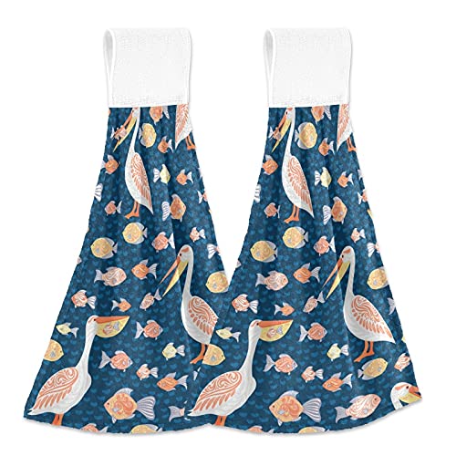 Premium Hanging Kitchen Towel with Loop - Soft Microfiber Coral Velvet Absorbent Dish Towel for Kitchen & Bathroom | Tropical Bird Design, Perfect for Summer Decor, Dish Drying & Hand Wiping