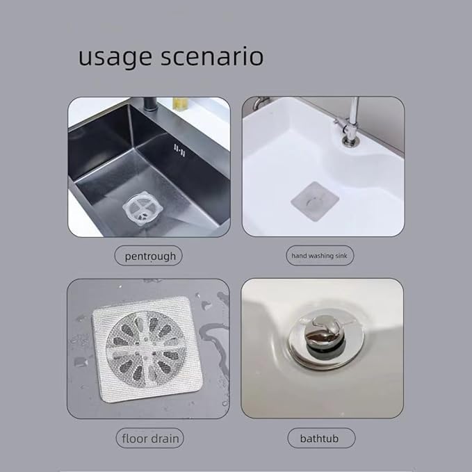 20 Pack Disposable Shower Drain Hair Catcher Mesh Stickers - Bathroom, Laundry & Kitchen Sink Drain Covers for Human & Pet Hair - Prevent Clogs in Showers, Tubs & Sinks