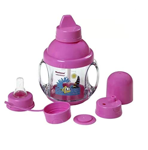Morrisons Baby Dreams 5-in-1 Sippy Cup with Spout & Handles - BPA Free, Leak Proof, Easy Grip for Toddlers (Pink) - Perfect for Travel, Daycare & Learning to Drink Independently