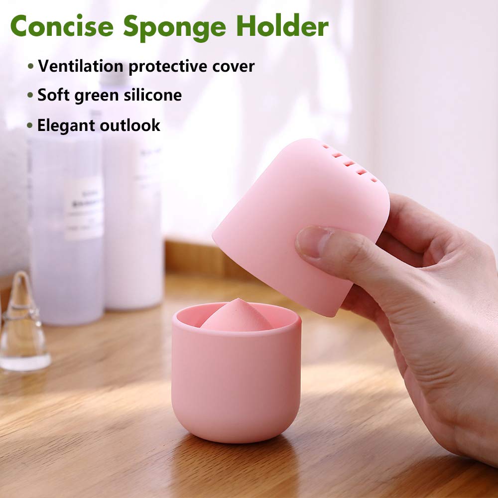 BEZOX Silicone Makeup Sponge Holder - Travel-Friendly Beauty Blender Case & Drying Container for Cosmetic Tools (Blender Not Included) - Pink | Perfect for Travel, Gym & Daily Makeup Organization