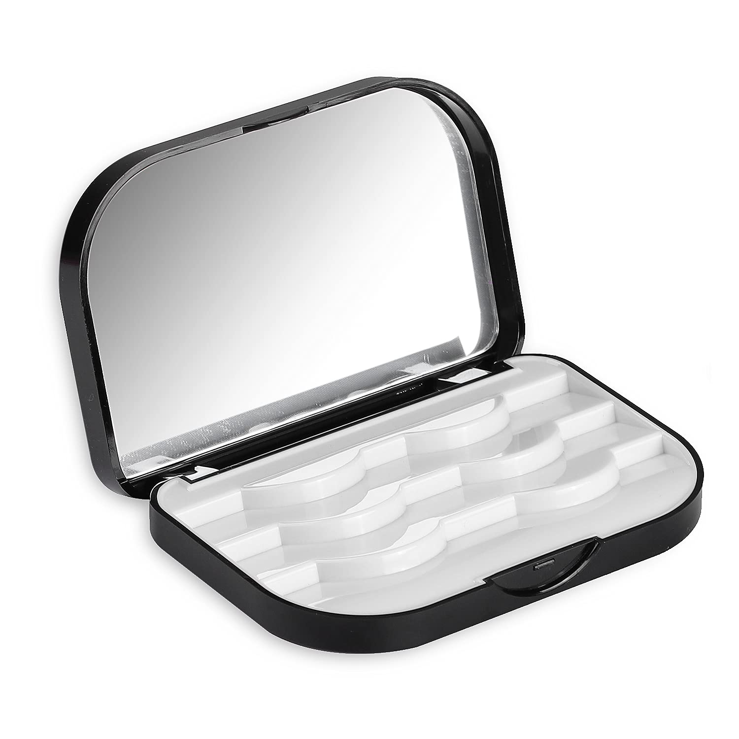 3-Layer Empty Eyelash Storage Box with Mirror - Travel Case for False Eyelashes Organizer Holds 3 Pairs (Black) - Perfect for Makeup Artists, Travel & Daily Lash Care