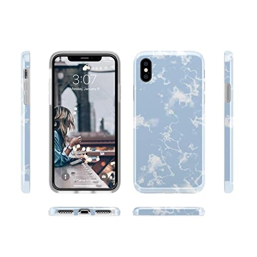 Casely iPhone X/XS Case - Light Blue Skies Marble Clouds Design | Slim Protective Phone Cover for Women & Men | Perfect for Work, Travel & Everyday Use