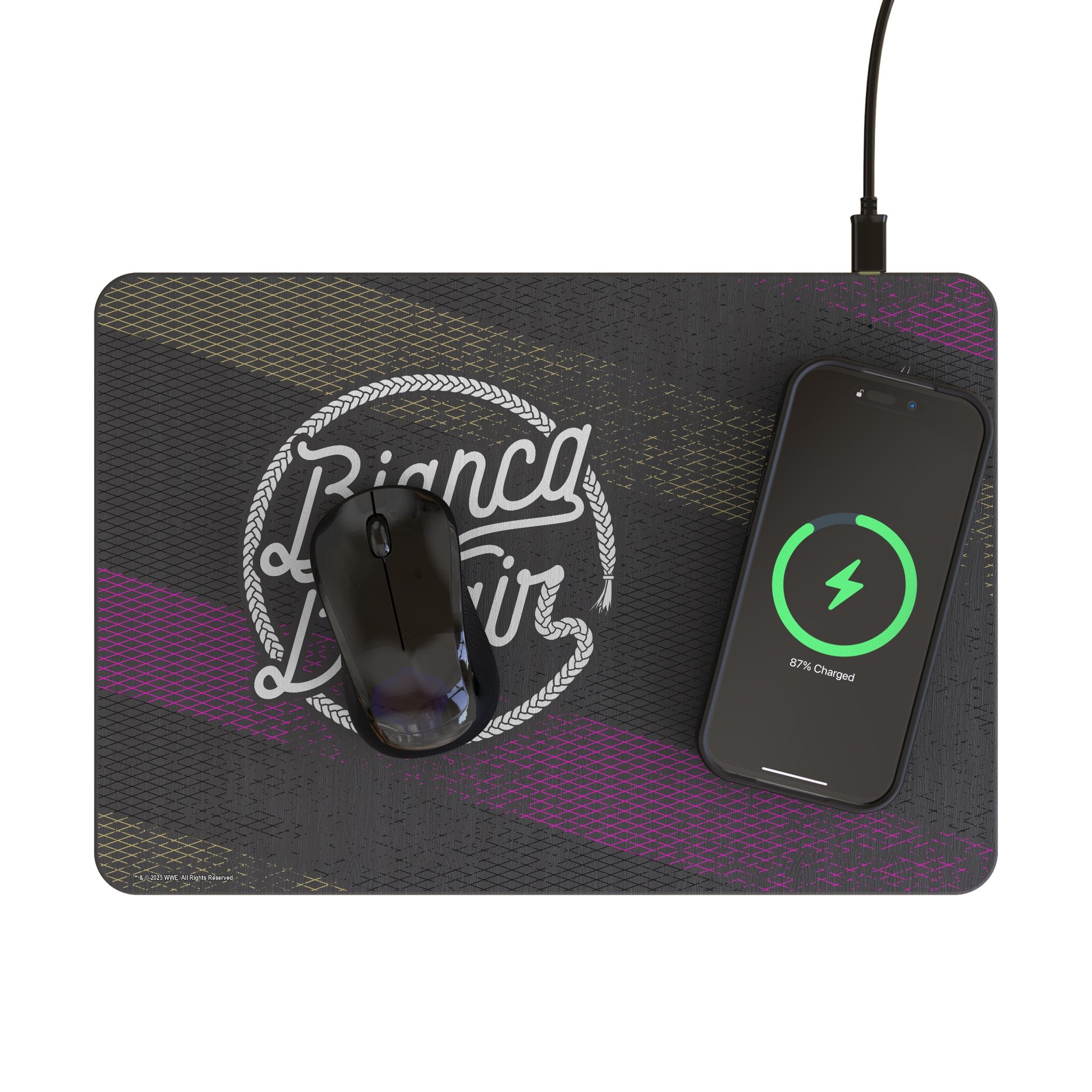 Bianca Belair Steel 15W Fast Wireless Charger & Mouse Pad - Perfect for Office, Gaming & Home Workspace Setup