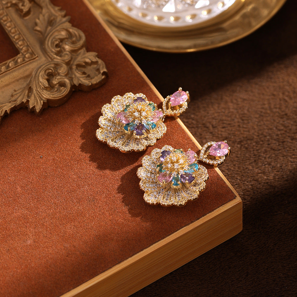 Luxury Boho Fan-Shaped Shell Flower Drop Earrings for Women | HE8640 | Perfect for Beach Weddings, Summer Parties & Boho Fashion Accessories